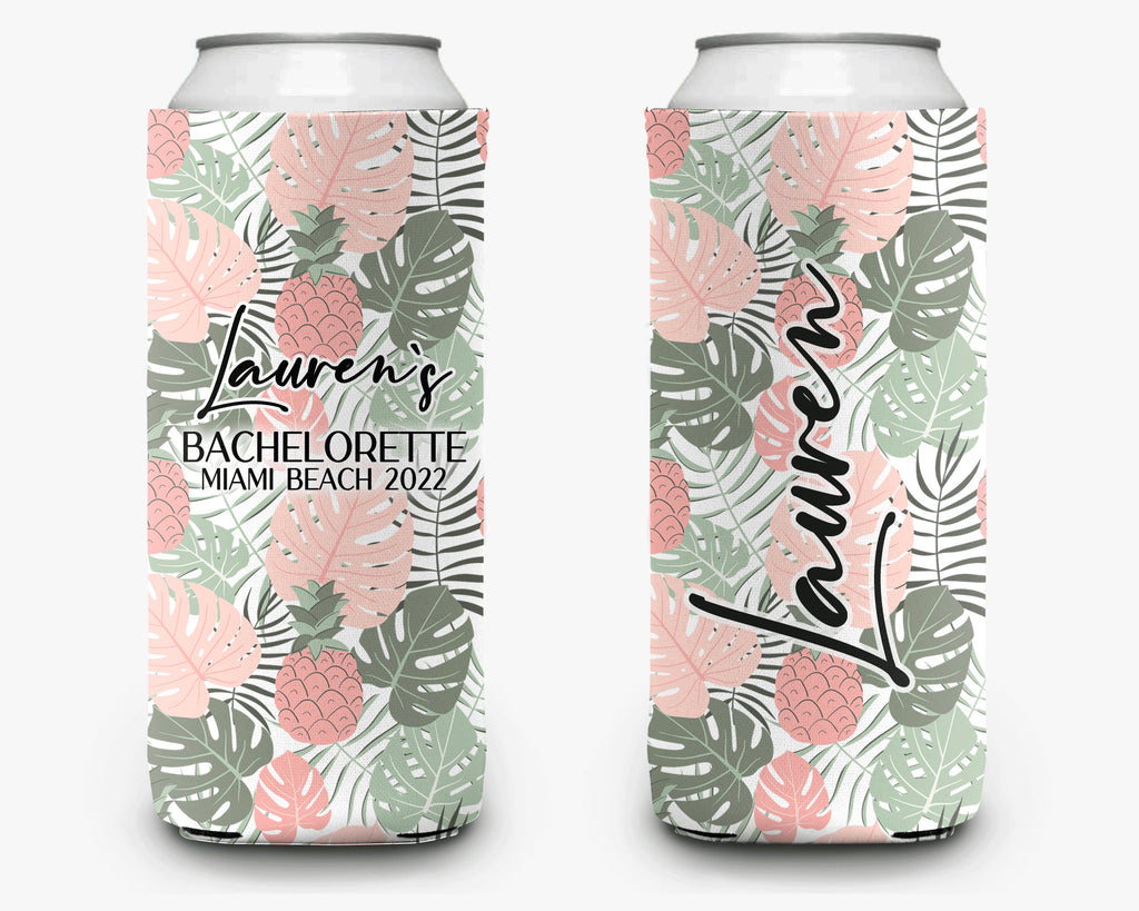 Tropical Palm Event Can Cooler Party Huggers Personalized Can Cooler Sleeve