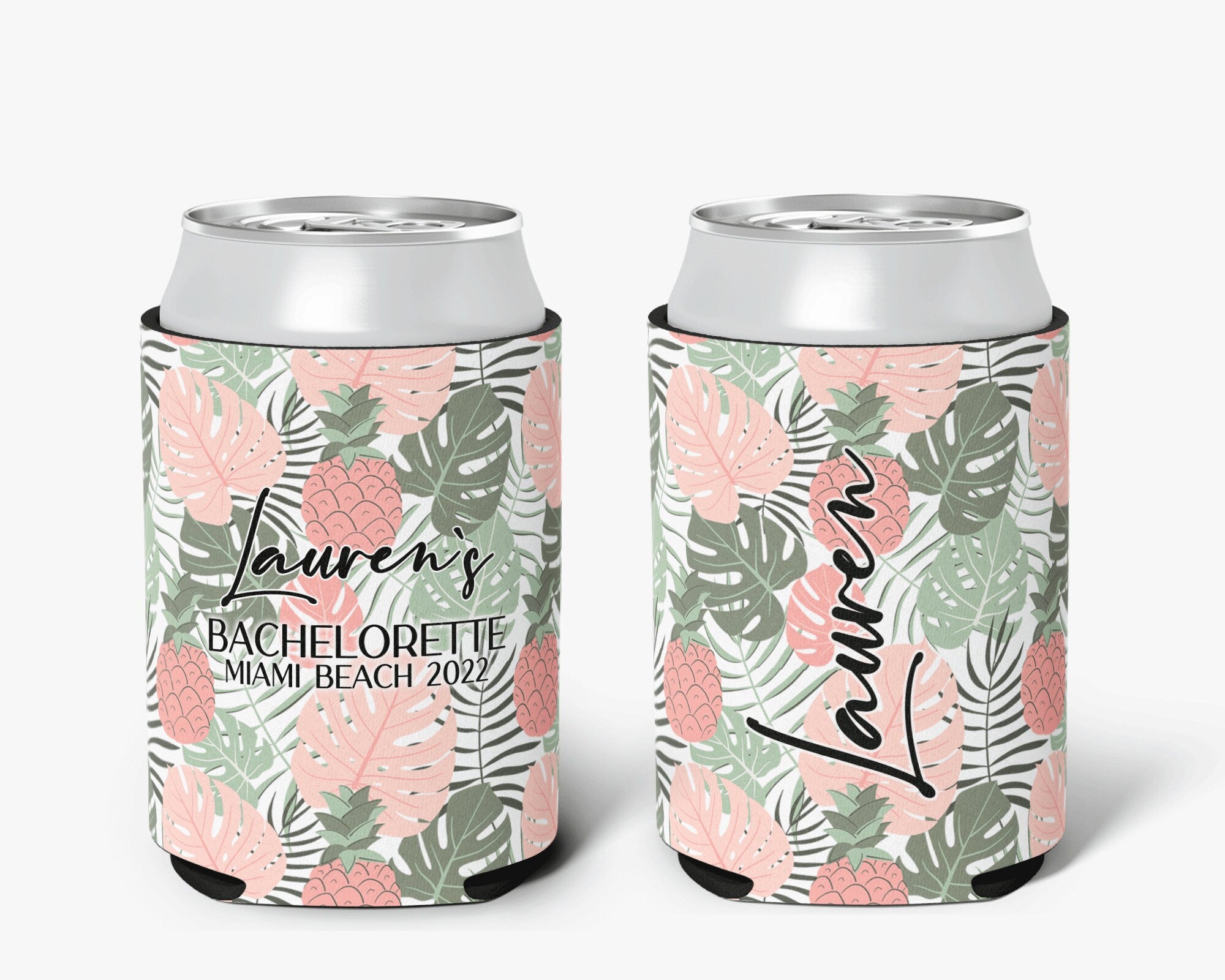 Tropical Palm Event Can Cooler Party Huggers Personalized Can Cooler Sleeve