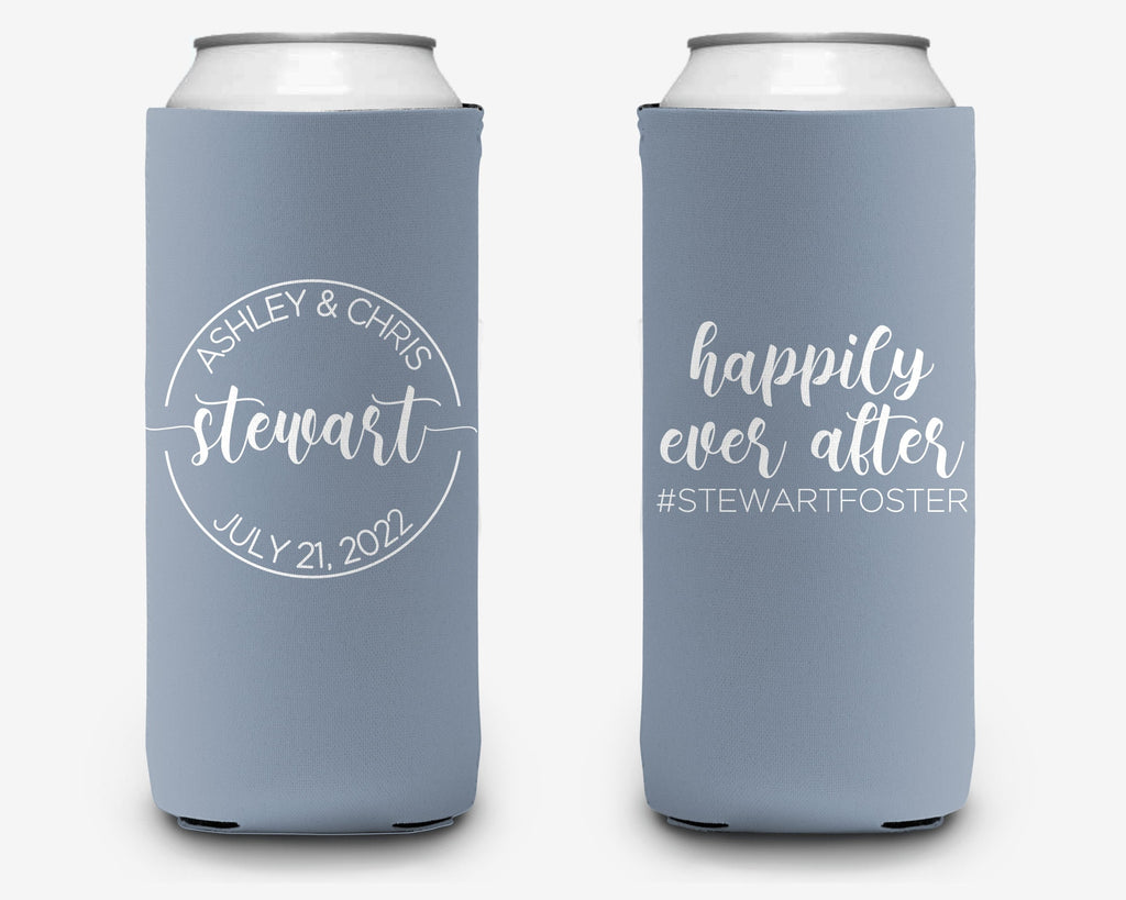 Wedding Custom Can Cooler, Modern Circle Wedding Can Cooler Favors, Personalized Can Cooler Sleeve