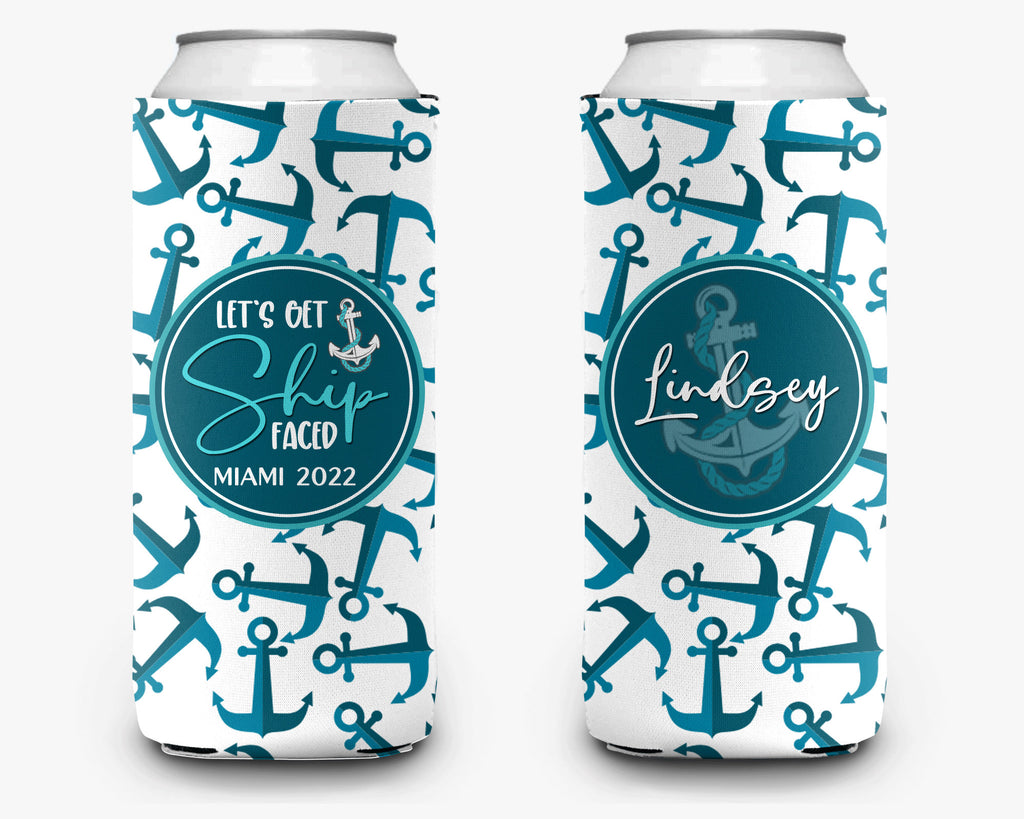 Nautical Anchor Can Cooler- Vacation Ship Faced Personalized Can Cooler Sleeve