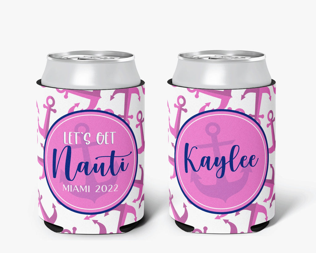 Nautical Anchor Can Cooler- Vacation Nauti Personalized Can Cooler Sleeve