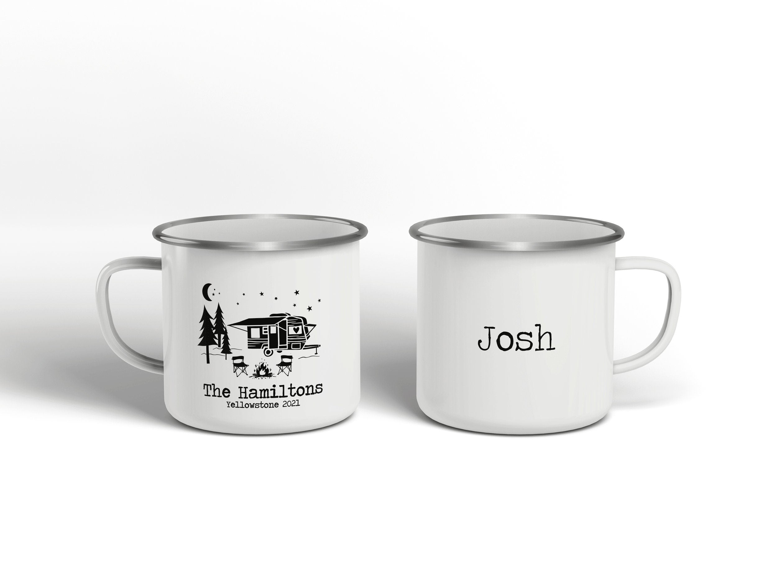 Personalized Camping Mug, Custom Enamel Mug, Personalized Coffee Mug, Campfire Mug
