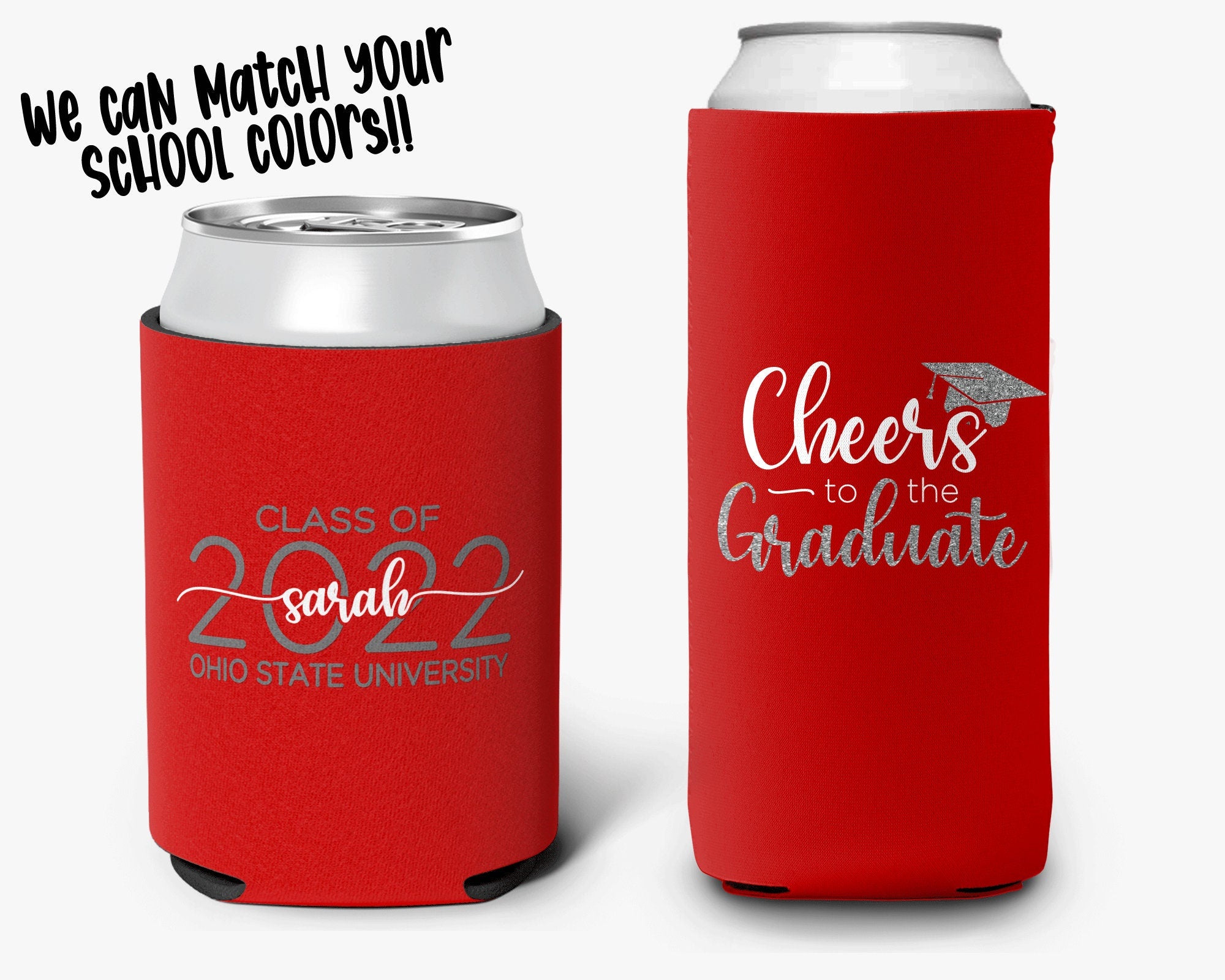 Cheers Graduate  Can Cooler Personalized Graduation Can Cooler Sleeve