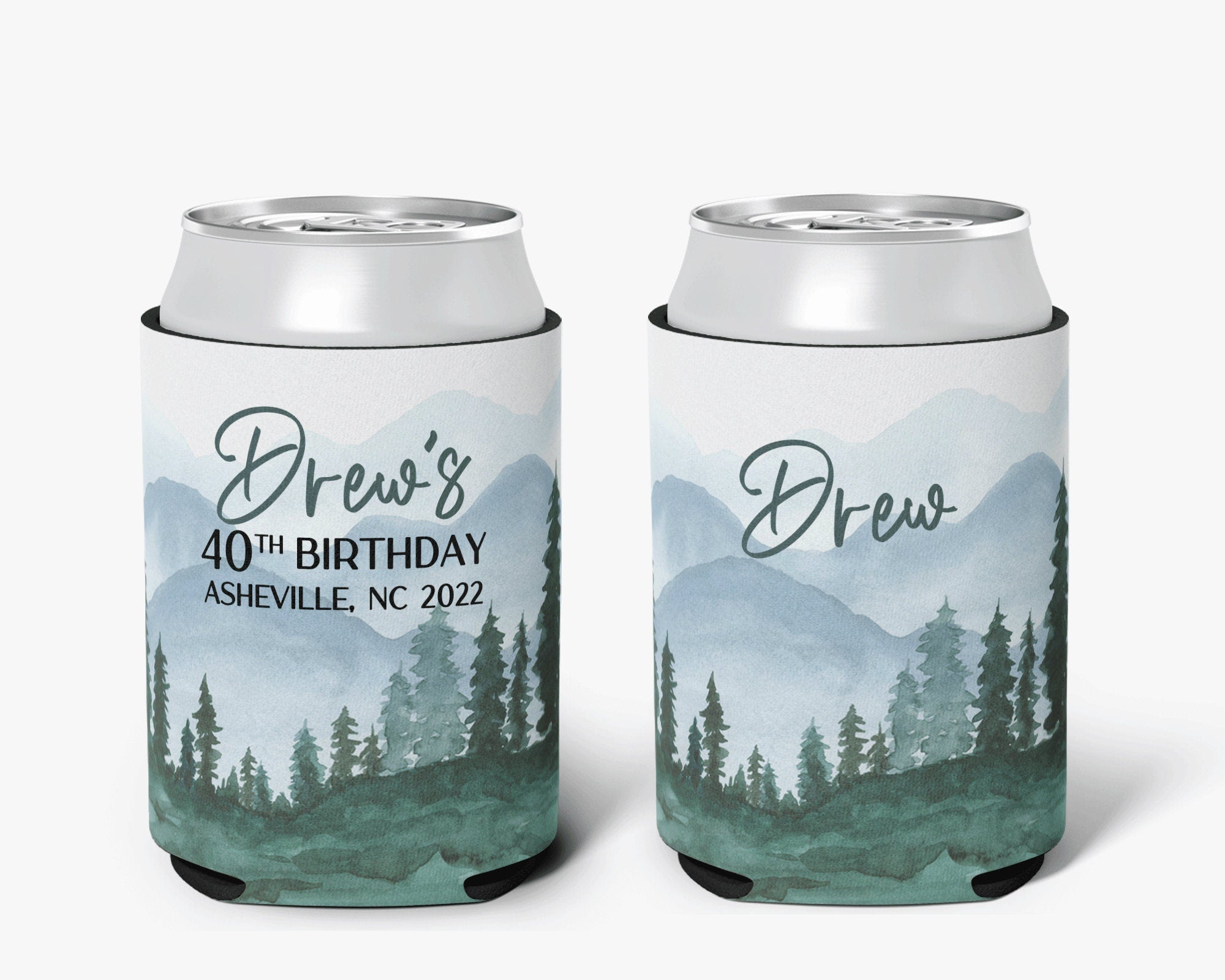 Mountain Theme Can Cooler, Mountain Birthday Trip Can Cooler, Personalized Can Cooler Sleeve