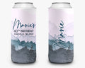 Mountain Theme Can Cooler, Mountain Pink Gray Birthday Trip Can Cooler, Personalized Can Cooler Sleeve