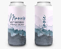 Personalized Mountain Theme Can Cooler - Pink & Gray Mountain Birthday Trip Cooler Sleeve