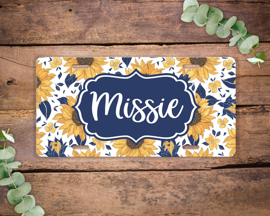 Sunflower License Plate , Name Vanity Monogram License Plate