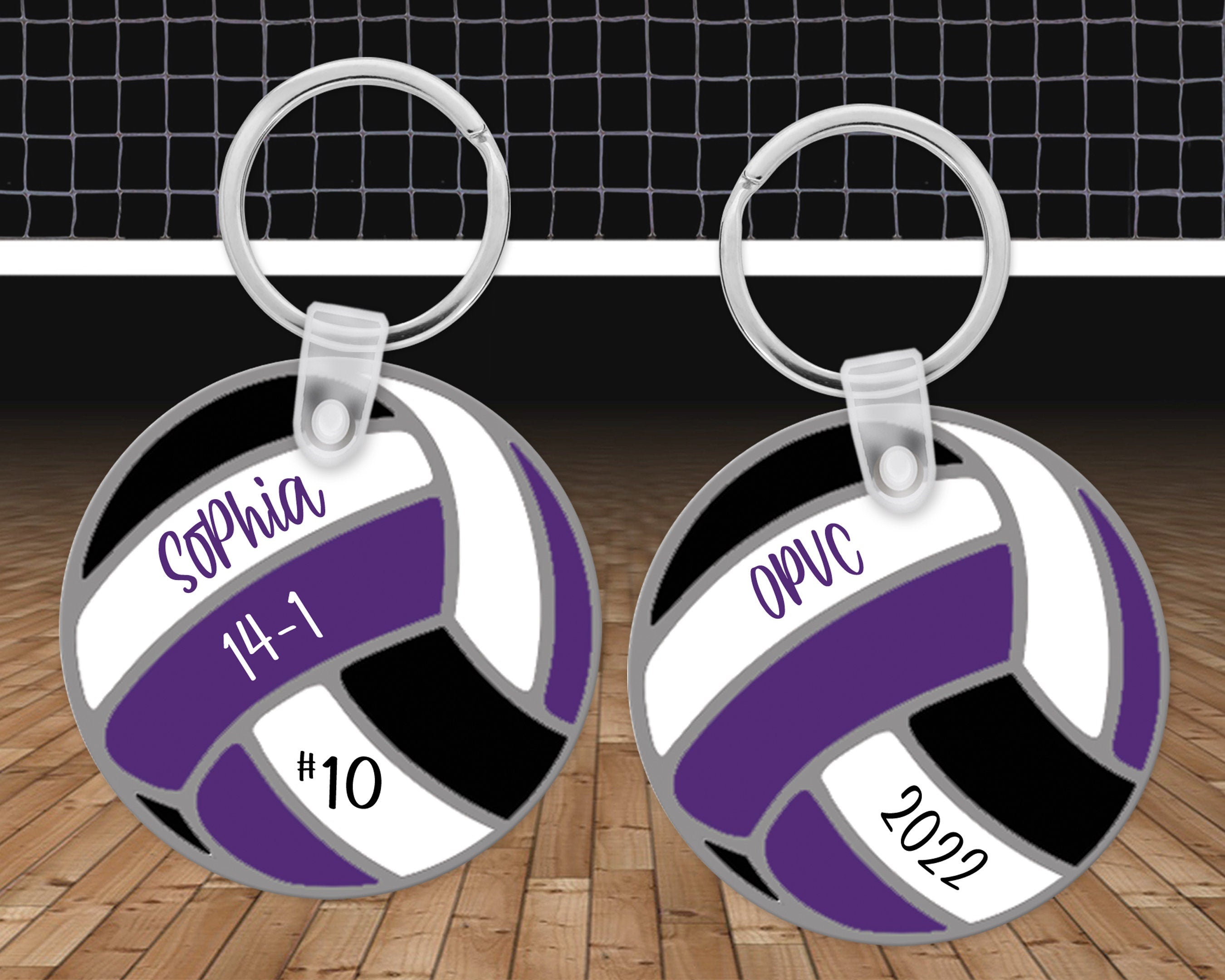 Volleyball Name Bag Tag | Personalized Team Volleyball Keychain | Volleyball Luggage Tag | Sports Bag Tag