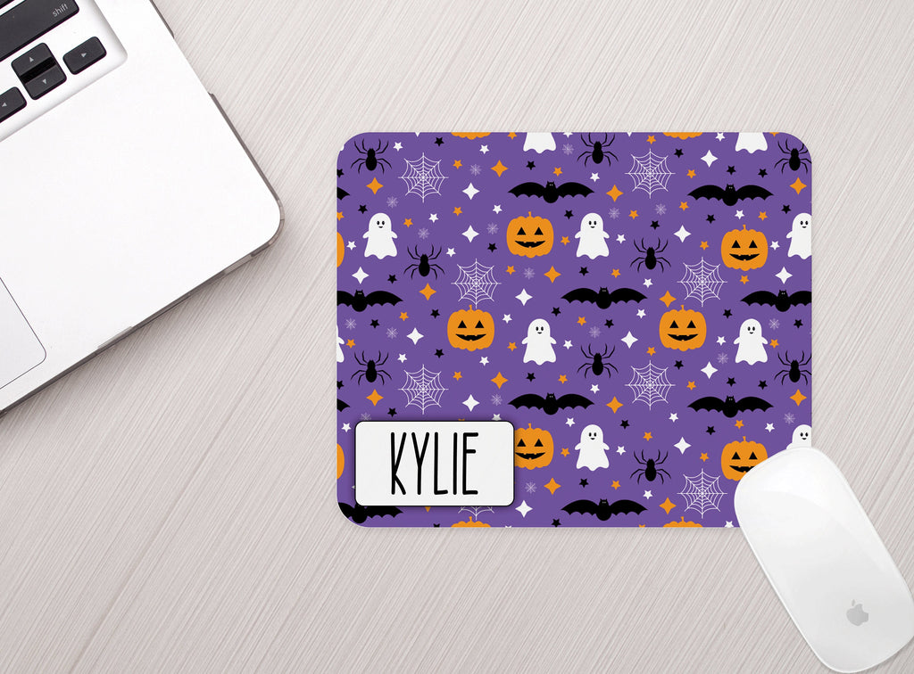 Personalized Halloween Mouse Pad Personalized Purple Halloween Fall Theme Mousepad