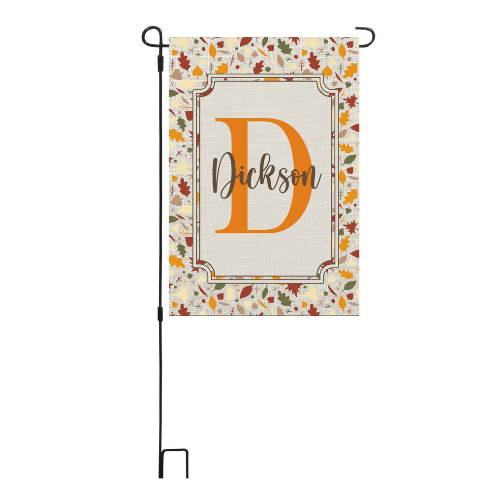 Personalized Welcome Fall Leaves Garden Flag, Custom Monogram Farmhouse Garden Flag