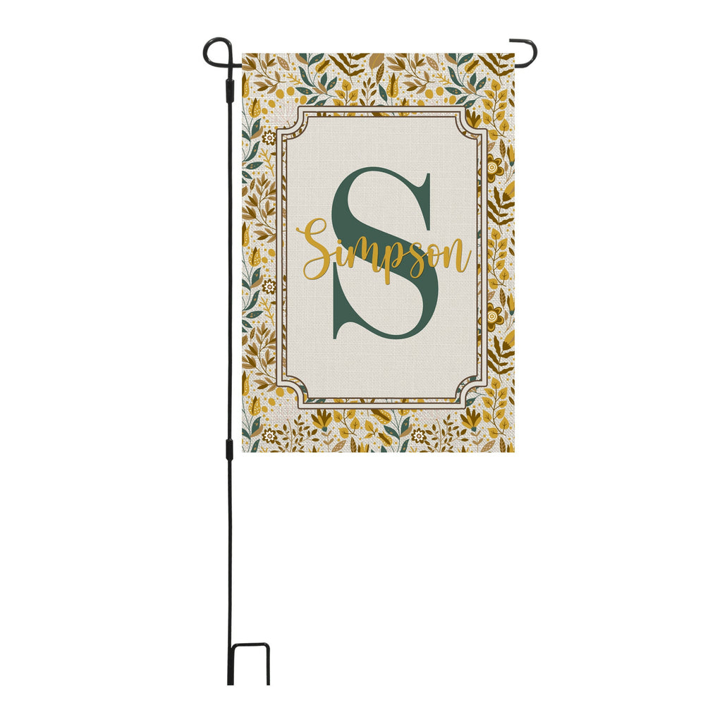 Personalized Welcome Fall Leaves Name Garden Flag, Custom Monogram Farmhouse Garden Flag