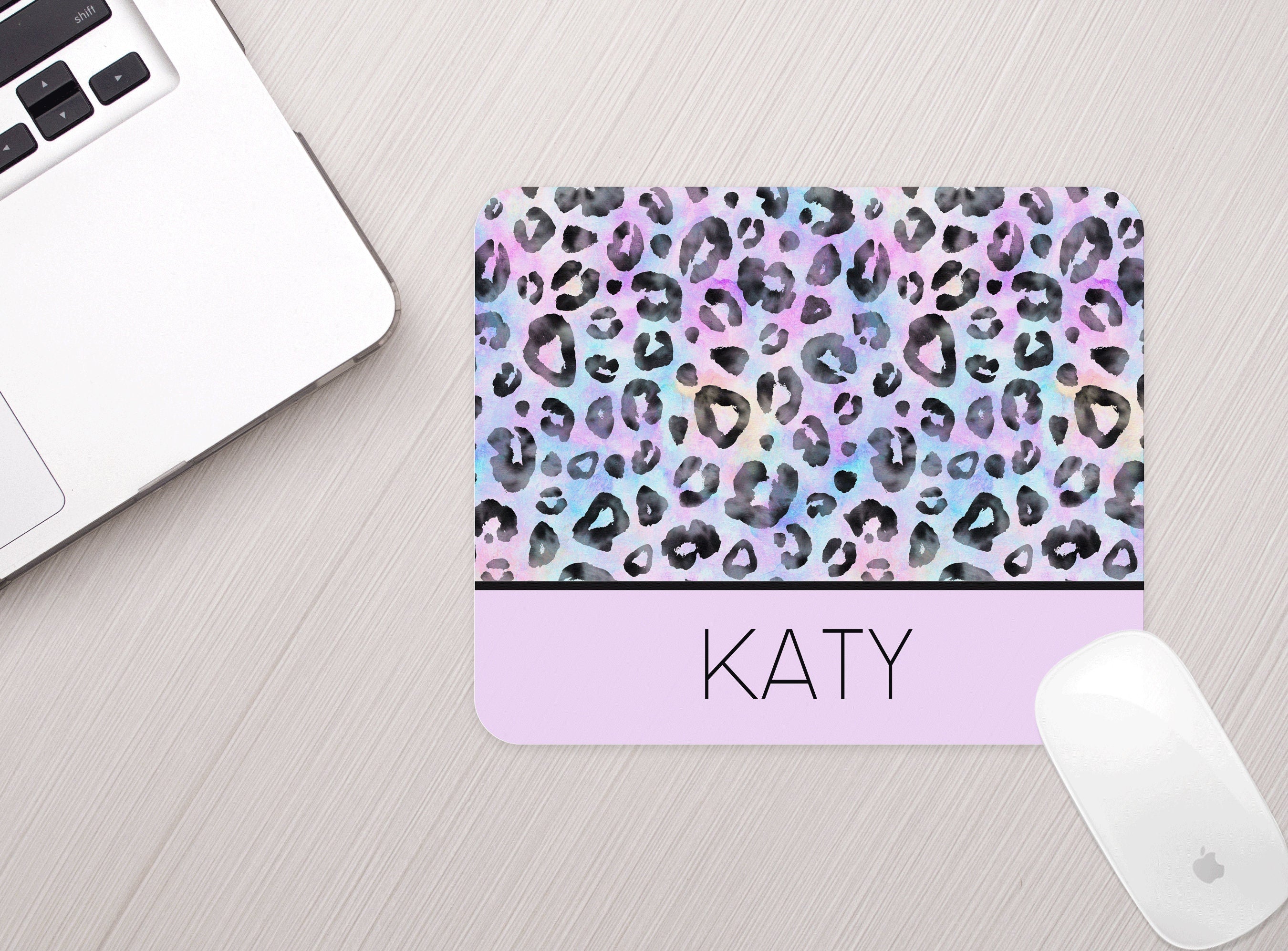 Personalized Mouse Pad Animal Print Purple Ombre Personalized Animal Print Mousepad