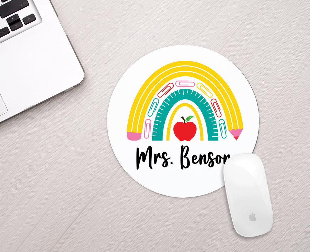 Personalized Teacher Rainbow Mouse Pad Personalized Teacher Mousepad