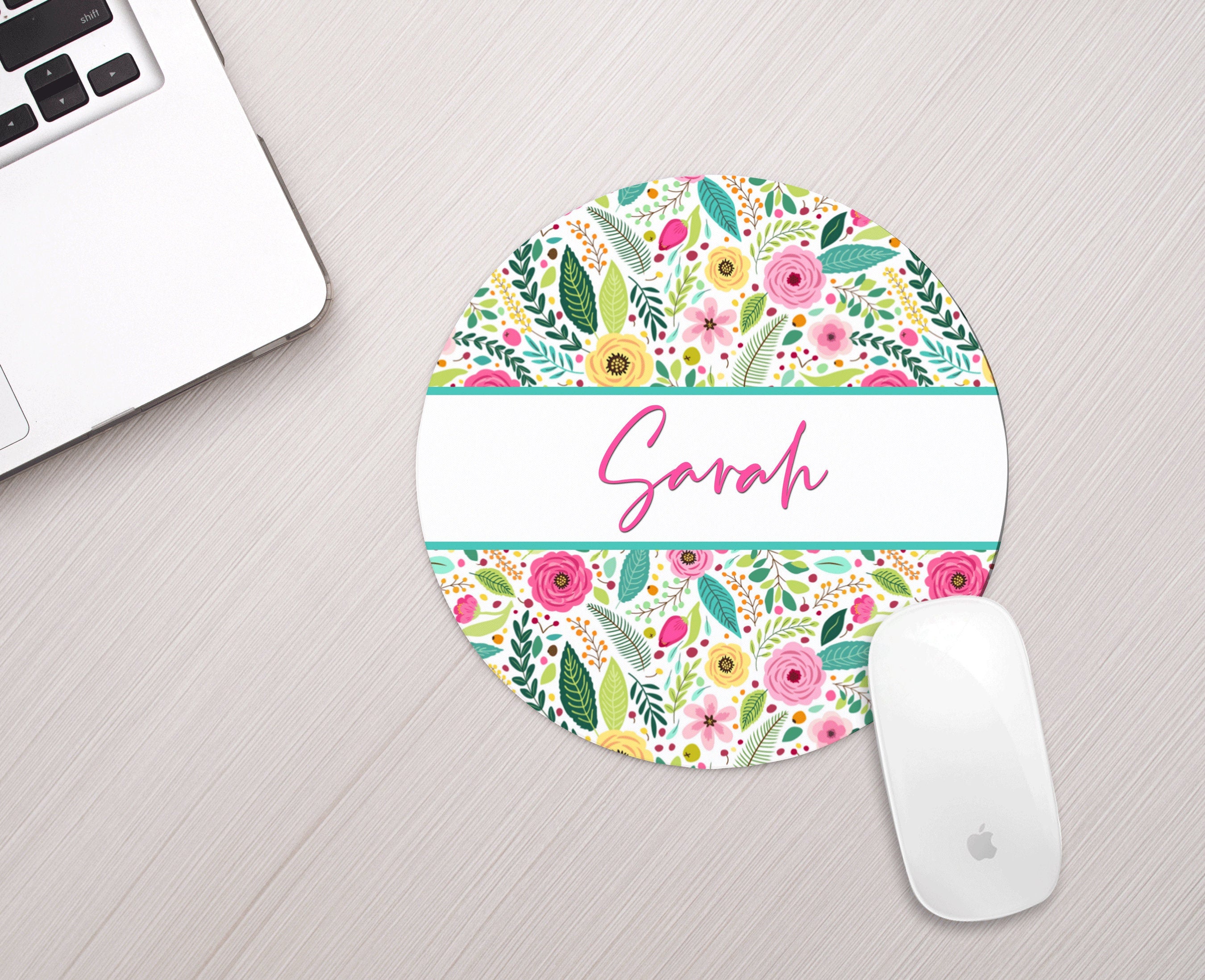 Personalized Mouse Pad Bright Floral Personalized Floral Mousepad