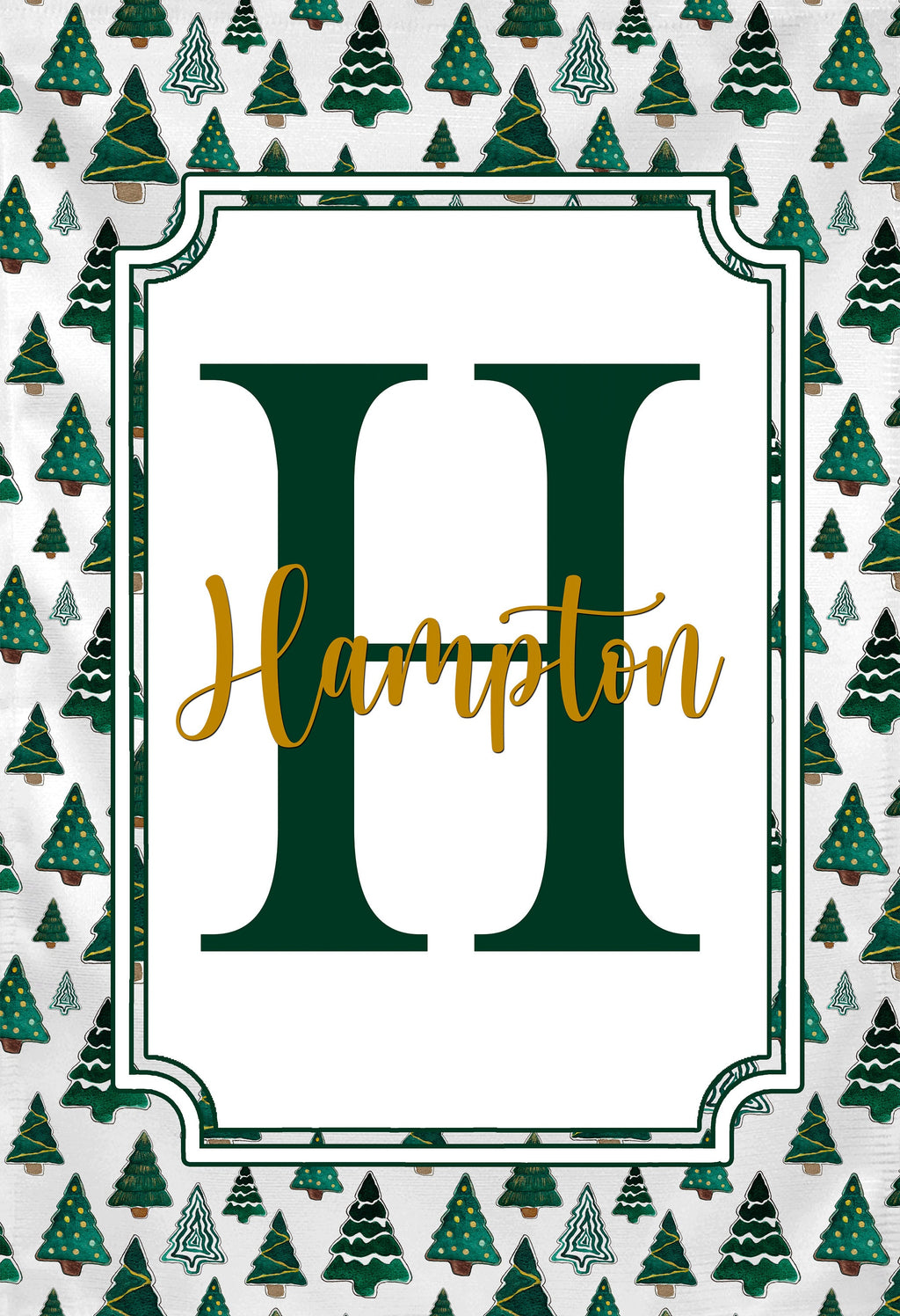 Personalized Welcome Winter Tree Garden Flag, Custom Monogram Farmhouse Garden Flag, Christmas Tree Flag