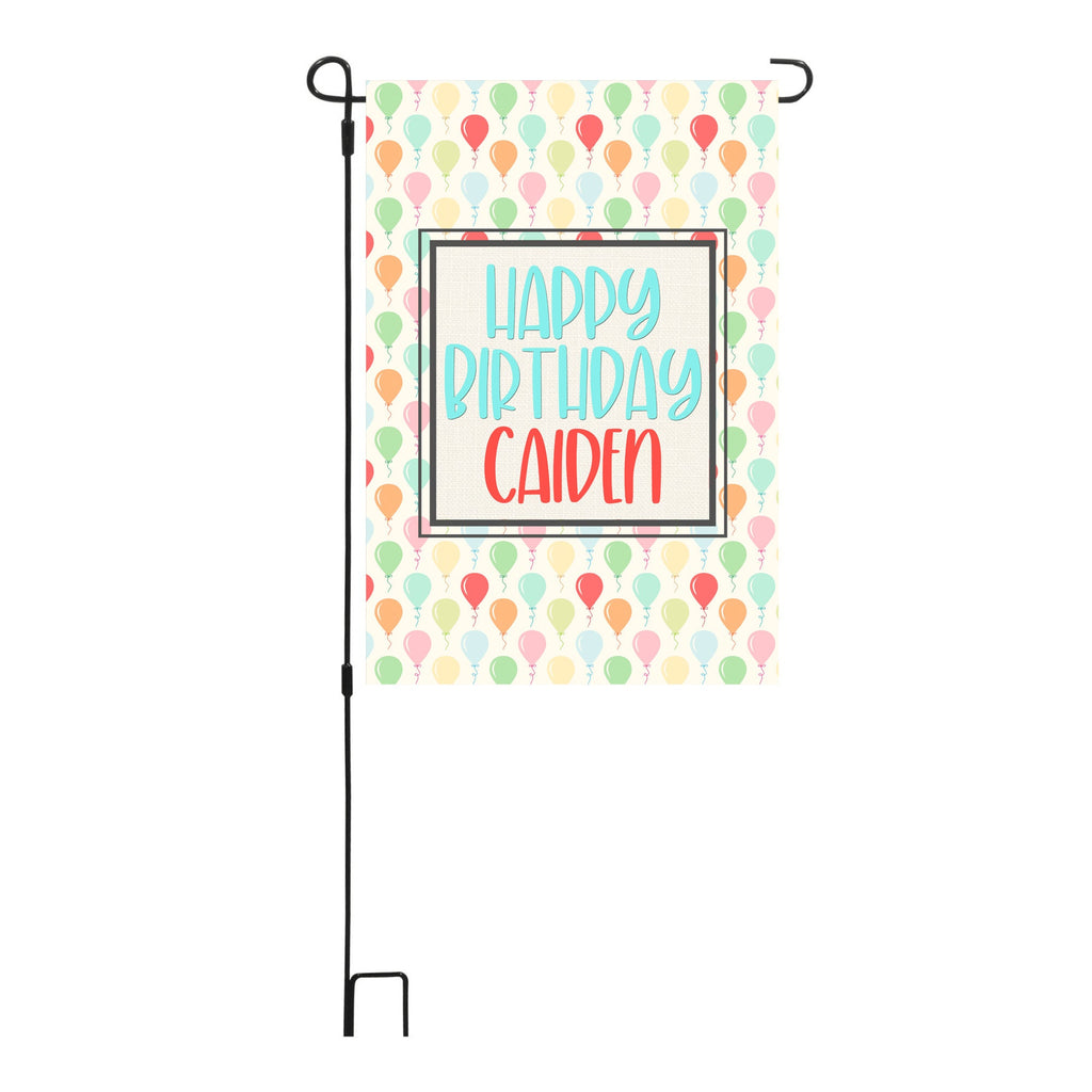 Personalized Happy Birthday Custom Garden Flag, Birthday Balloon Flag