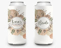 Bachelorette Party Can Cooler Fall Flowers, Bridal Party Floral Theme Personalized Can Cooler Sleeve