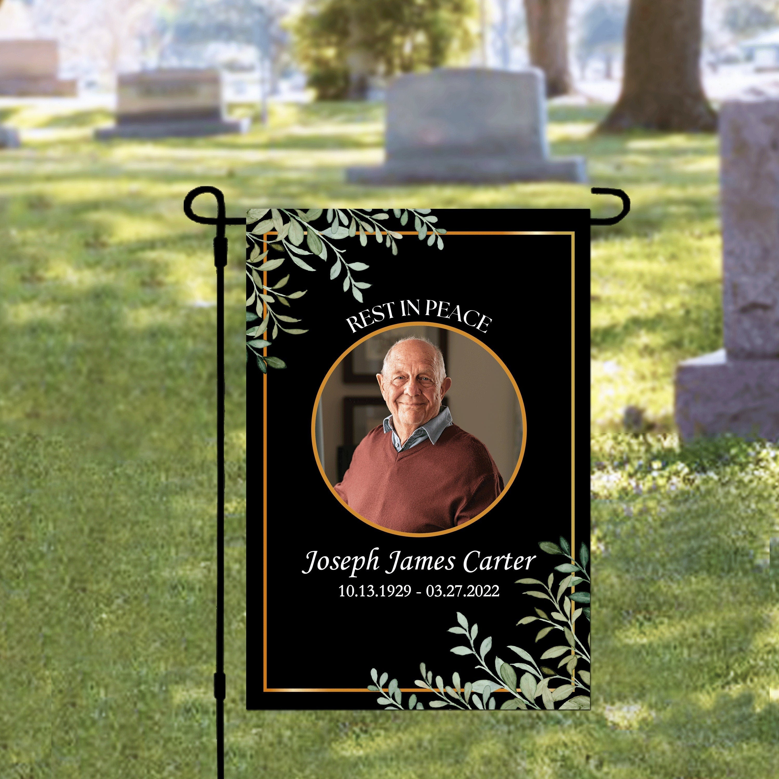 Personalized Memorial Cemetery Flag, Custom Memorial Garden Flag, Rest in Peace, In Memory Decoration, Cemetery Decoration