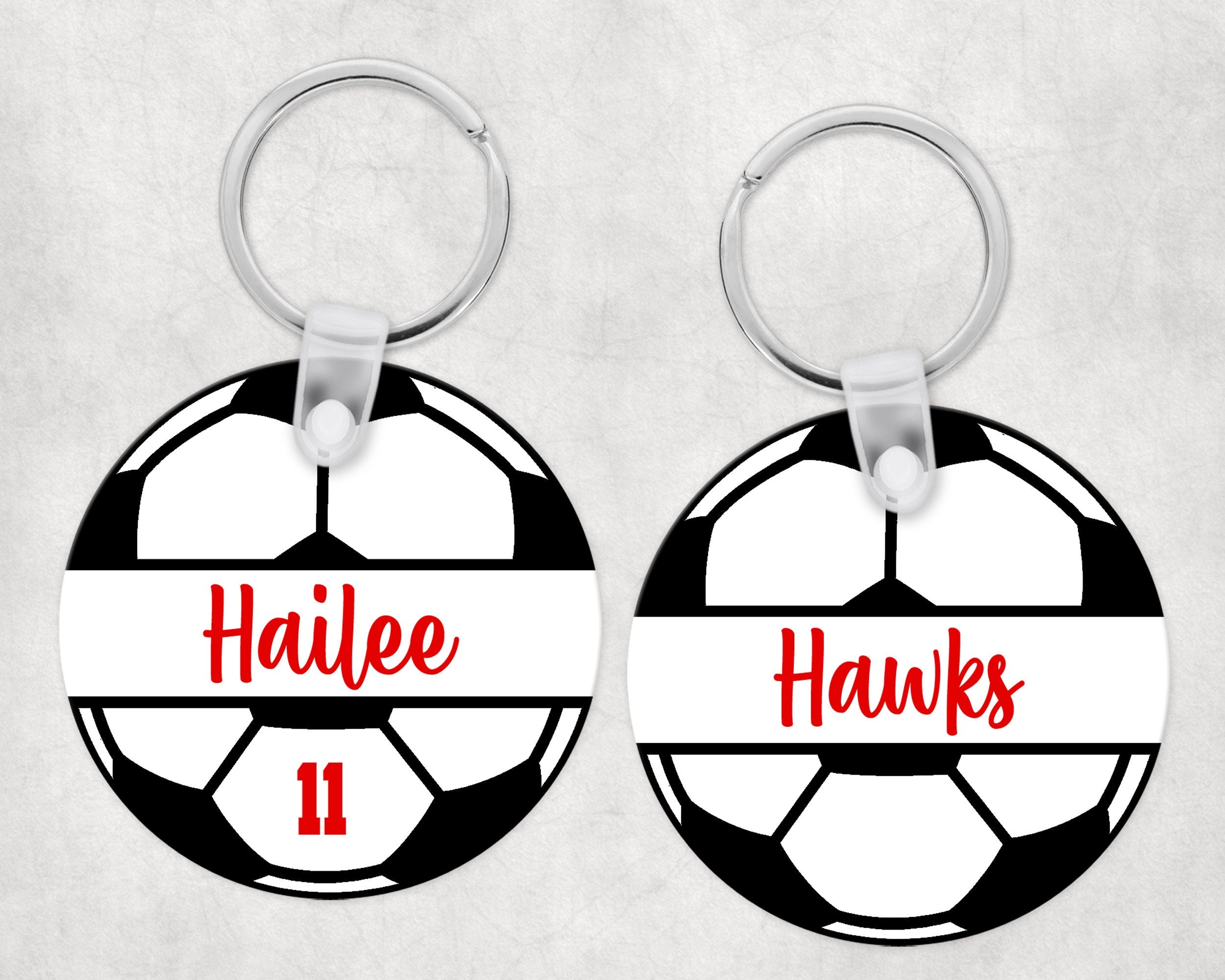 Soccer Name Bag Tag | Personalized Team Soccer Keychain | Soccer Luggage Tag | Sports Bag Tag