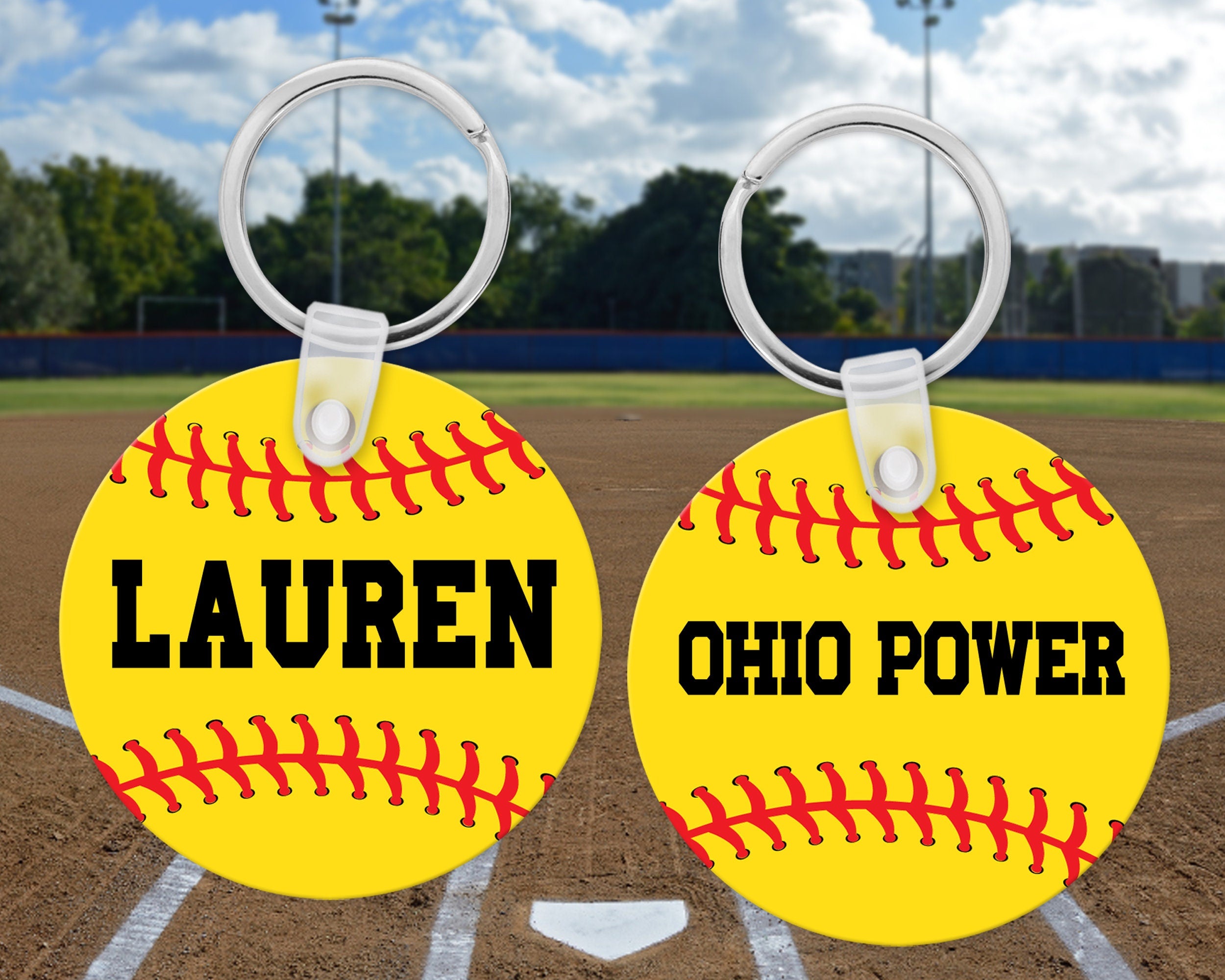 Softball Name Bag Tag | Personalized Team Softball Keychain | softball Luggage Tag | Sports Bag Tag