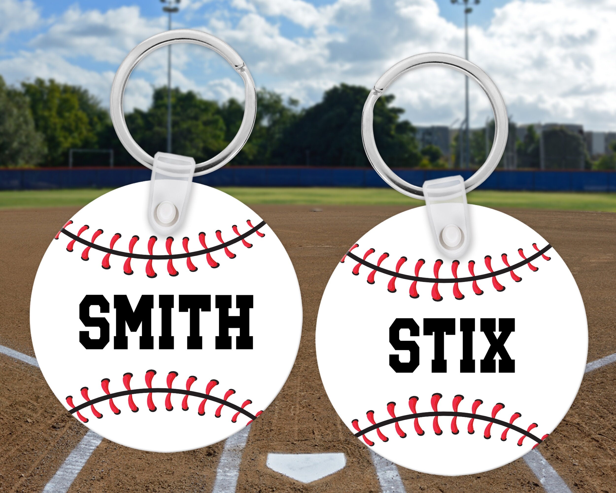 Baseball Name Bag Tag | Personalized Team Baseball Keychain | Baseball Luggage Tag | Sports Bag Tag