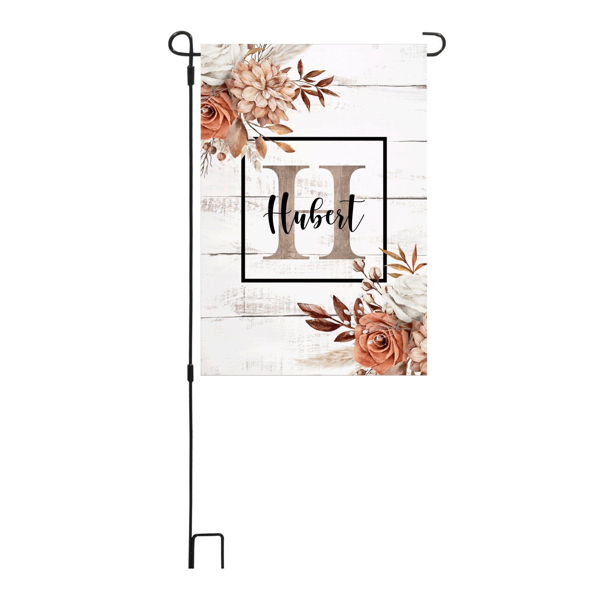 Personalized Fall Garden Flag, Custom Farmhouse Garden Flag, Welcome Floral Flag
