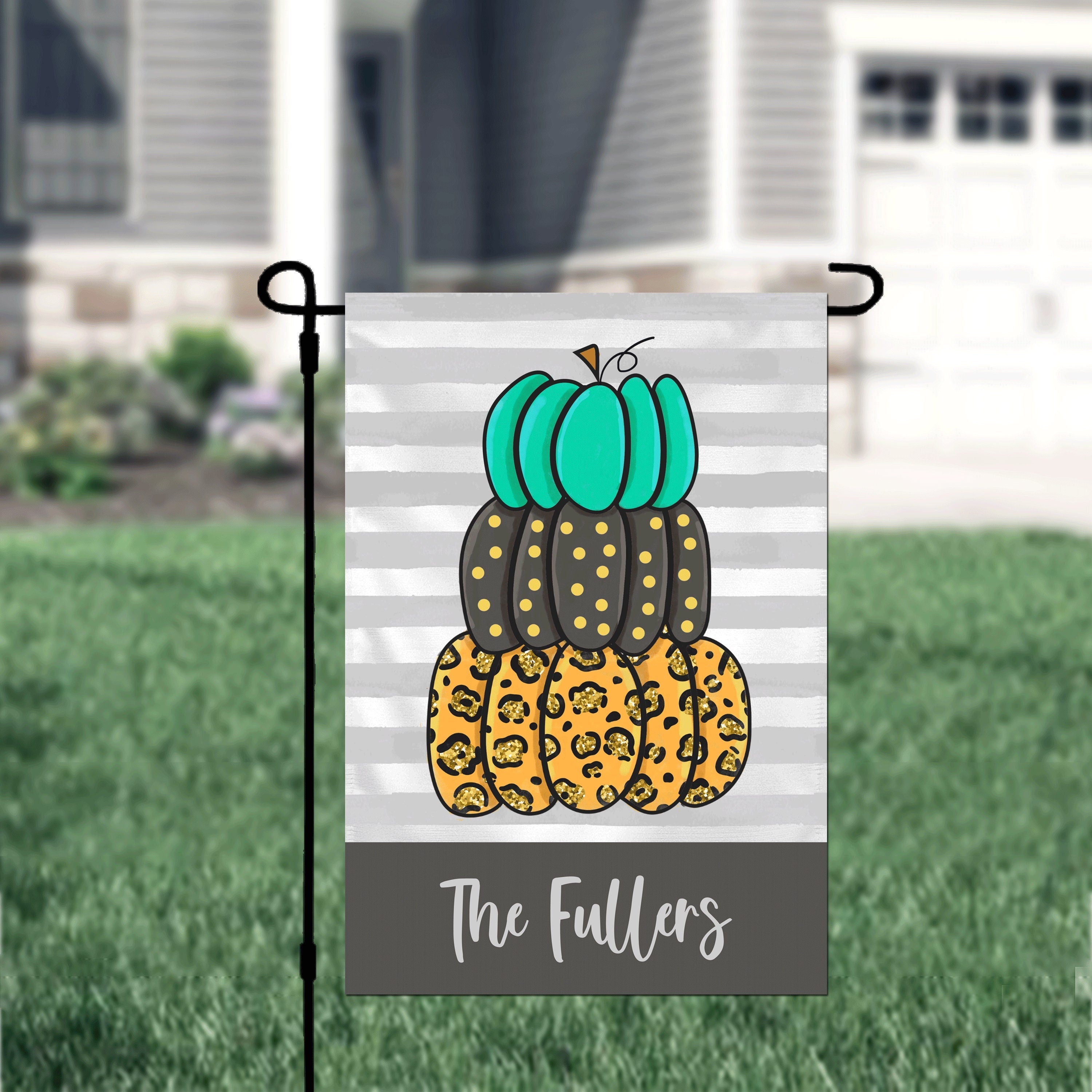 Fall Pumpkin Personalized Garden Flag, Cute Fall Garden Flag, Halloween Fall Garden Flag