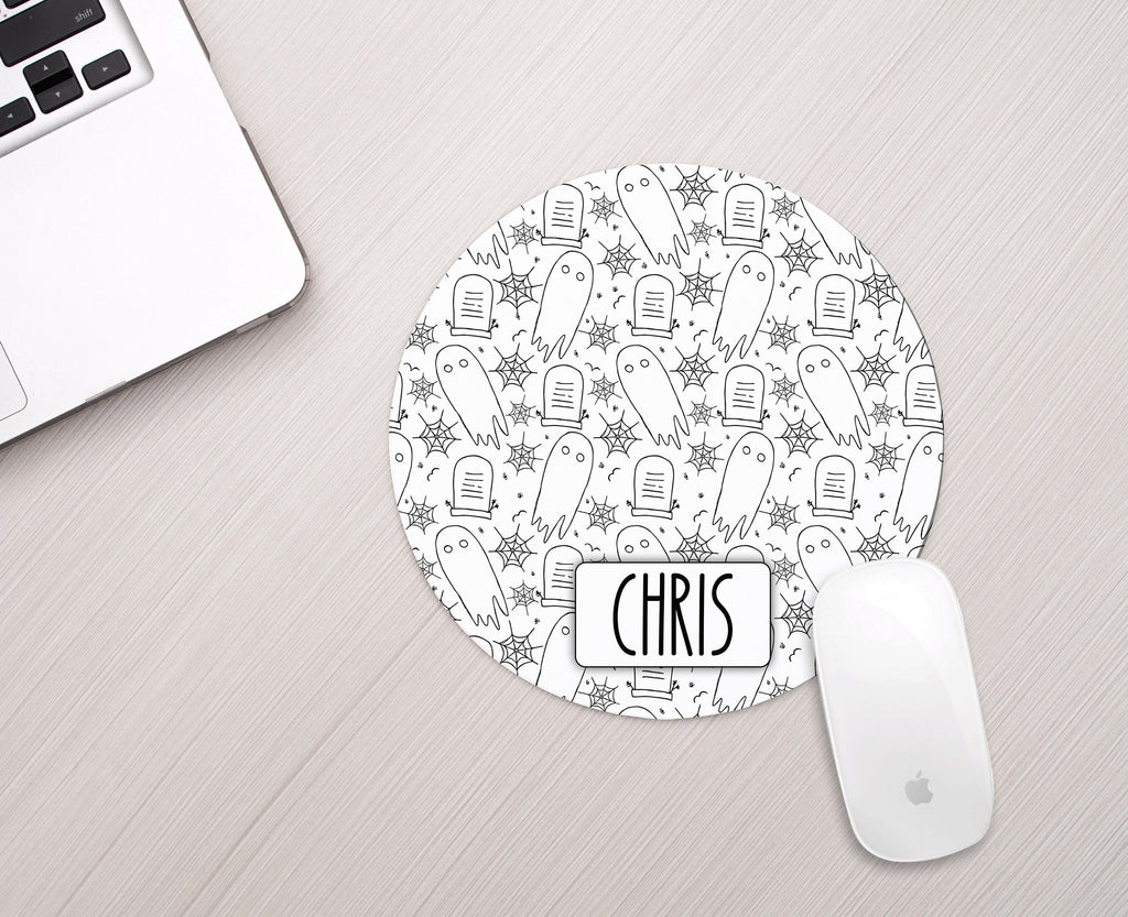 Personalized Halloween Ghost Mouse Pad Personalized Fall Theme Mousepad
