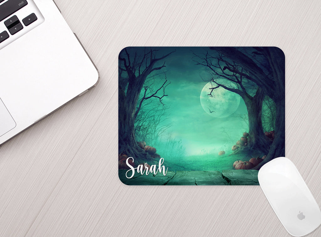 Personalized Spooky Halloween Mouse Pad Personalized Fall Theme Mousepad
