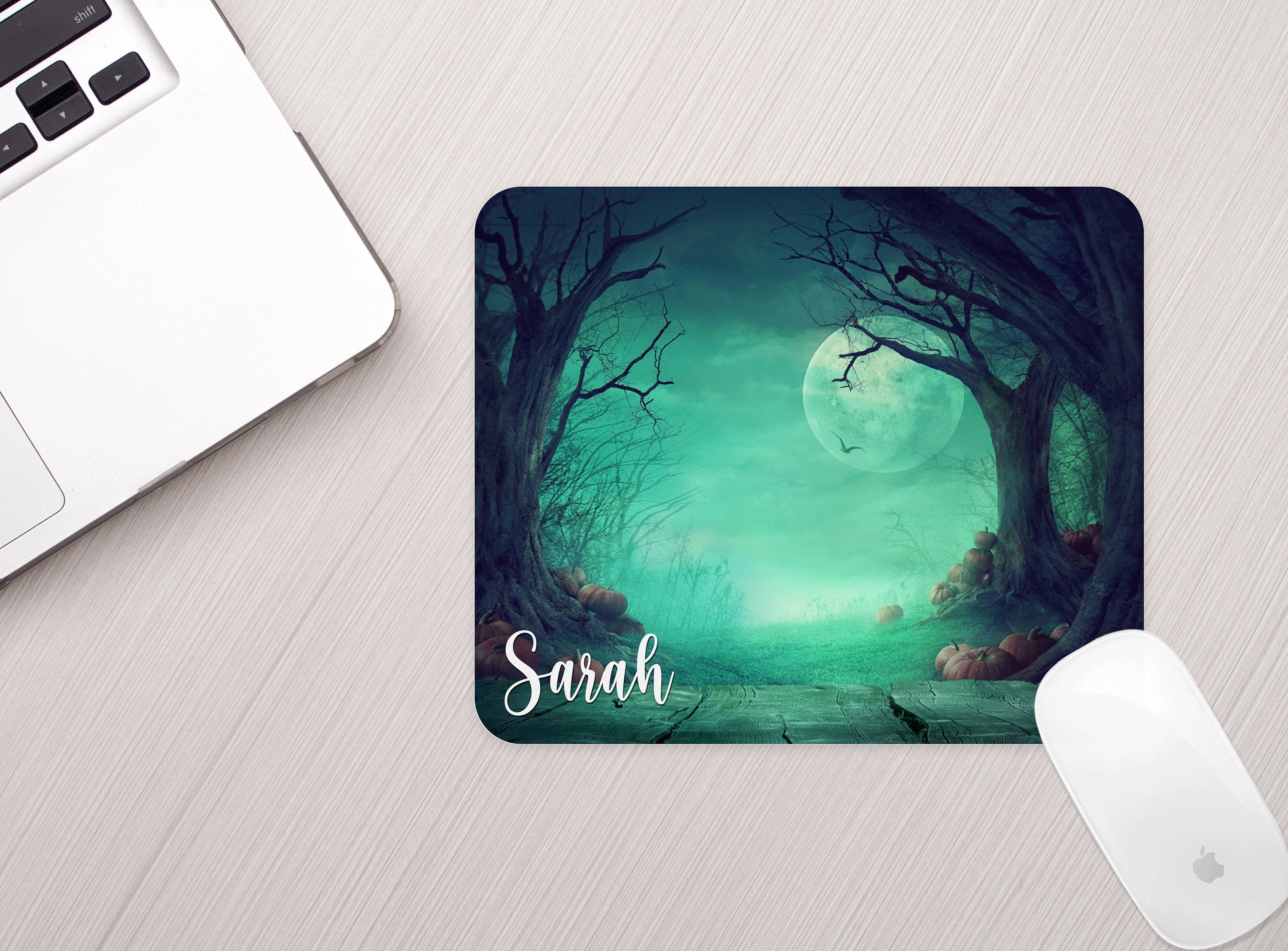 Personalized Spooky Halloween Mouse Pad Personalized Fall Theme Mousepad