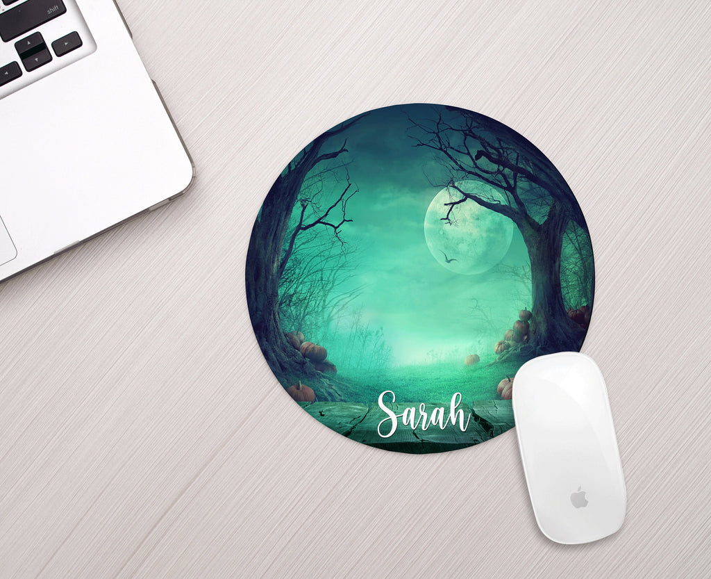 Personalized Spooky Halloween Mouse Pad Personalized Fall Theme Mousepad