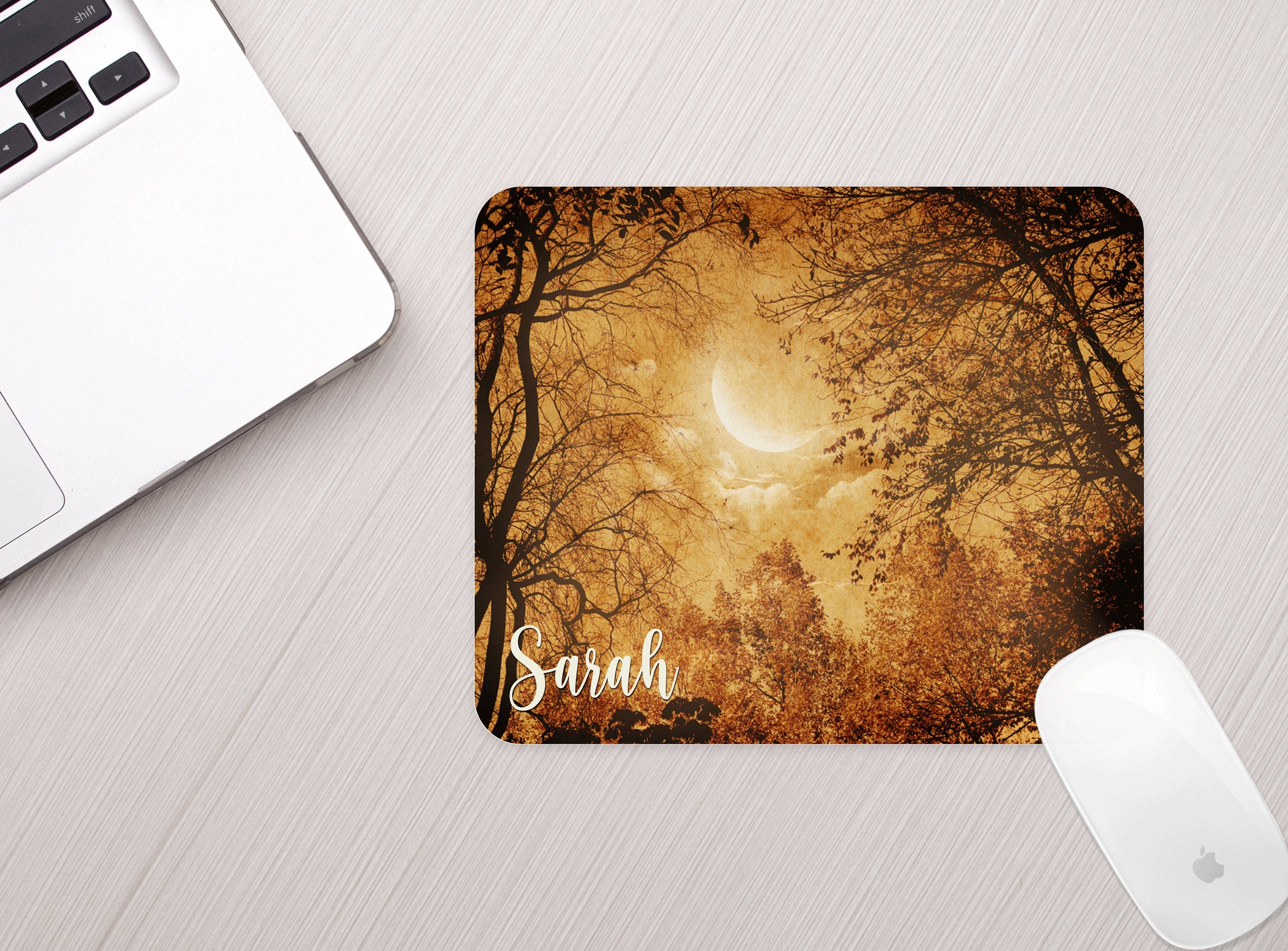 Personalized Fall Forest Mouse Pad Personalized Fall Theme Mousepad