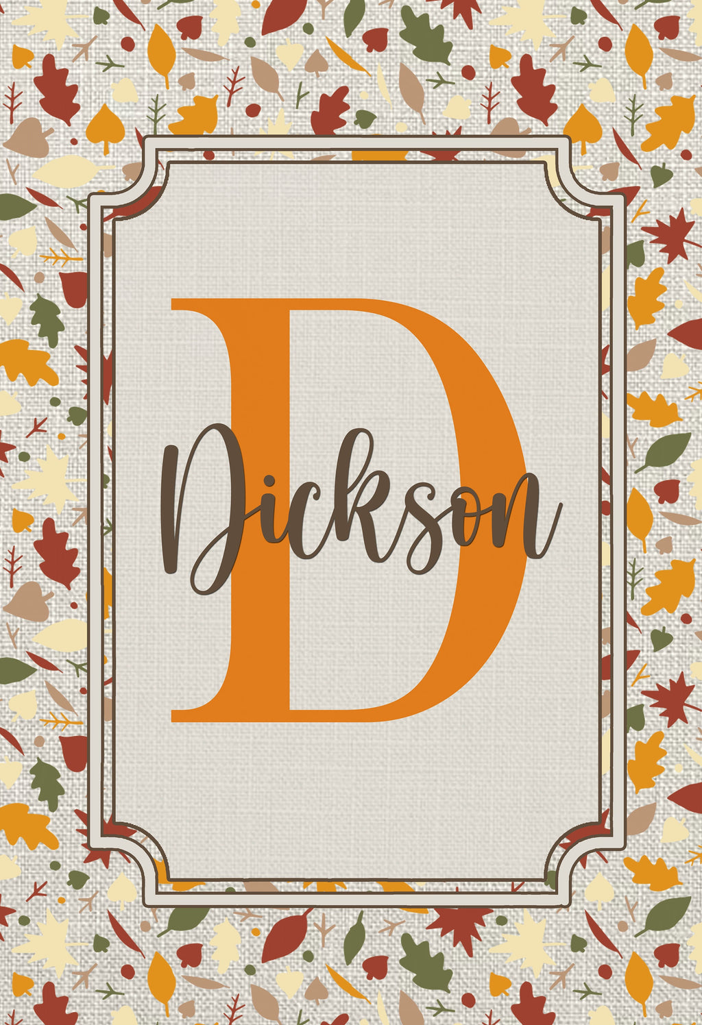 Personalized Welcome Fall Leaves Garden Flag, Custom Monogram Farmhouse Garden Flag