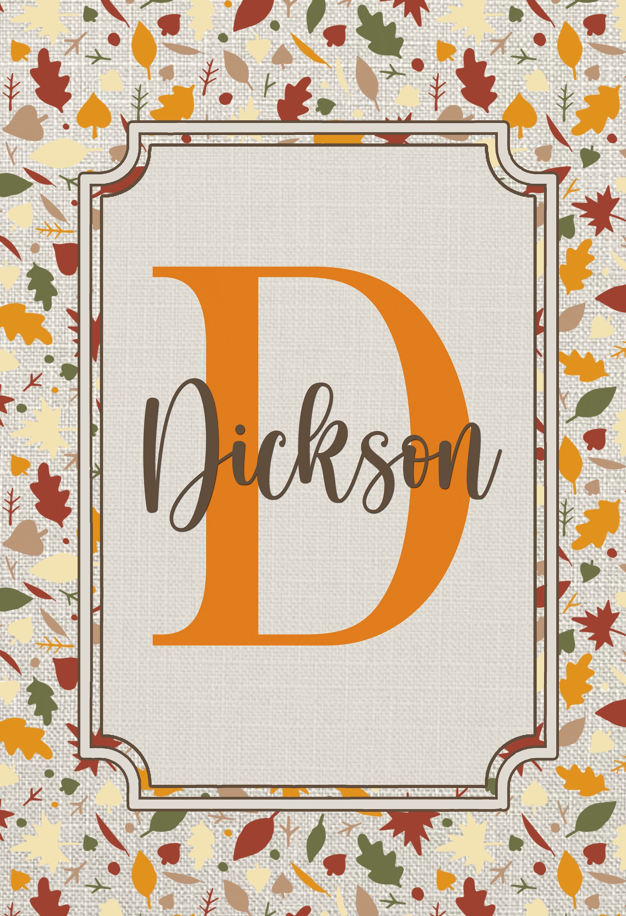 Personalized Welcome Fall Leaves Garden Flag, Custom Monogram Farmhouse Garden Flag