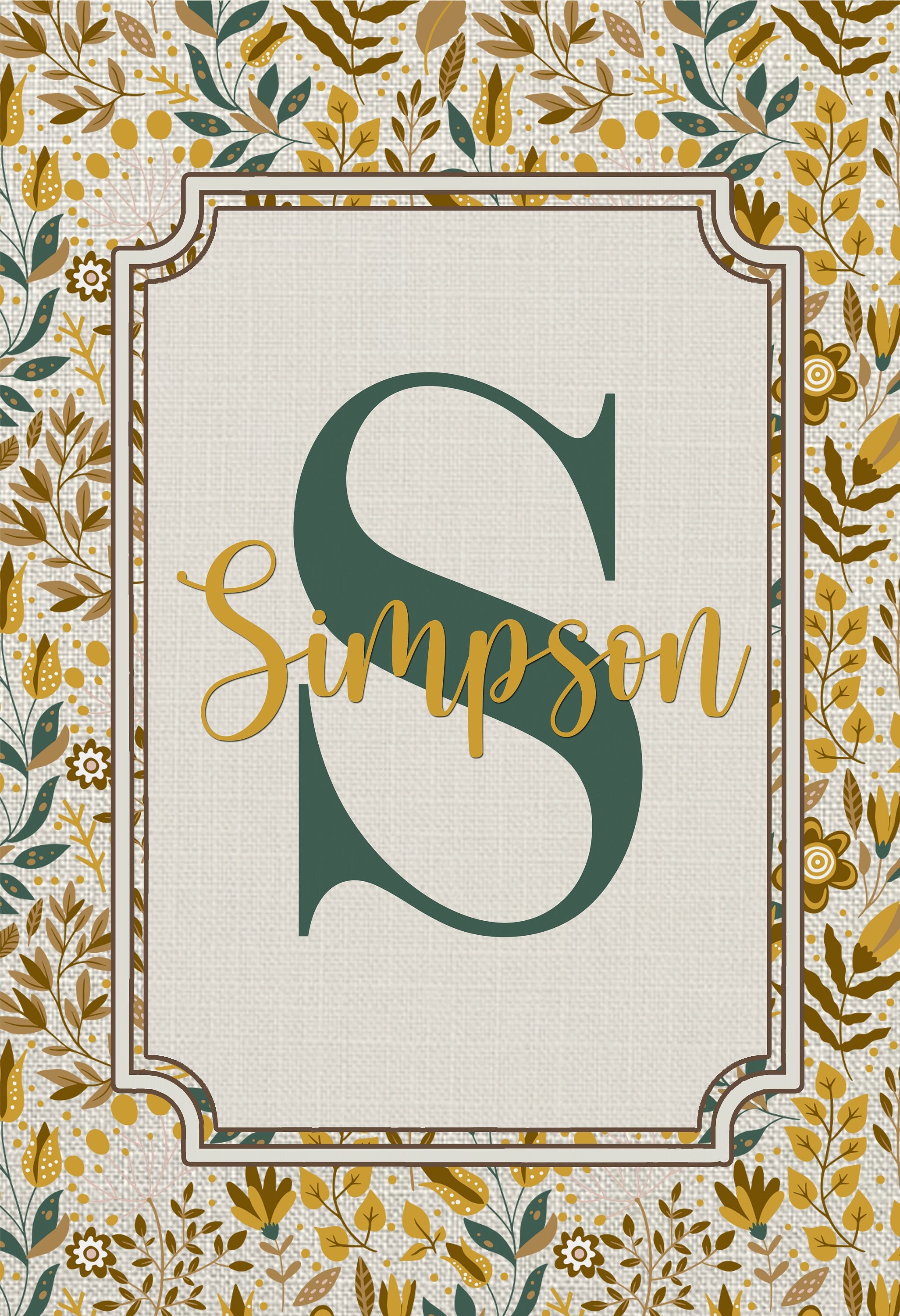 Personalized Welcome Fall Leaves Name Garden Flag, Custom Monogram Farmhouse Garden Flag