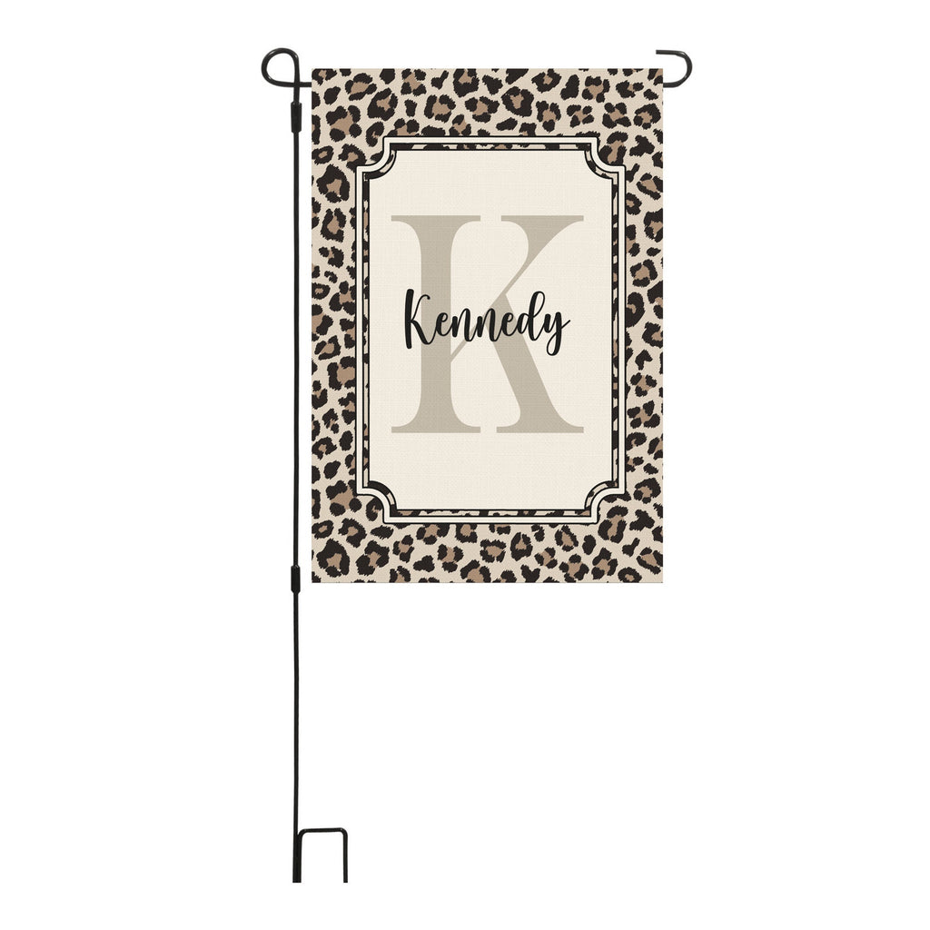 Personalized Welcome Animal Print Garden Flag, Custom Monogram Farmhouse Garden Flag