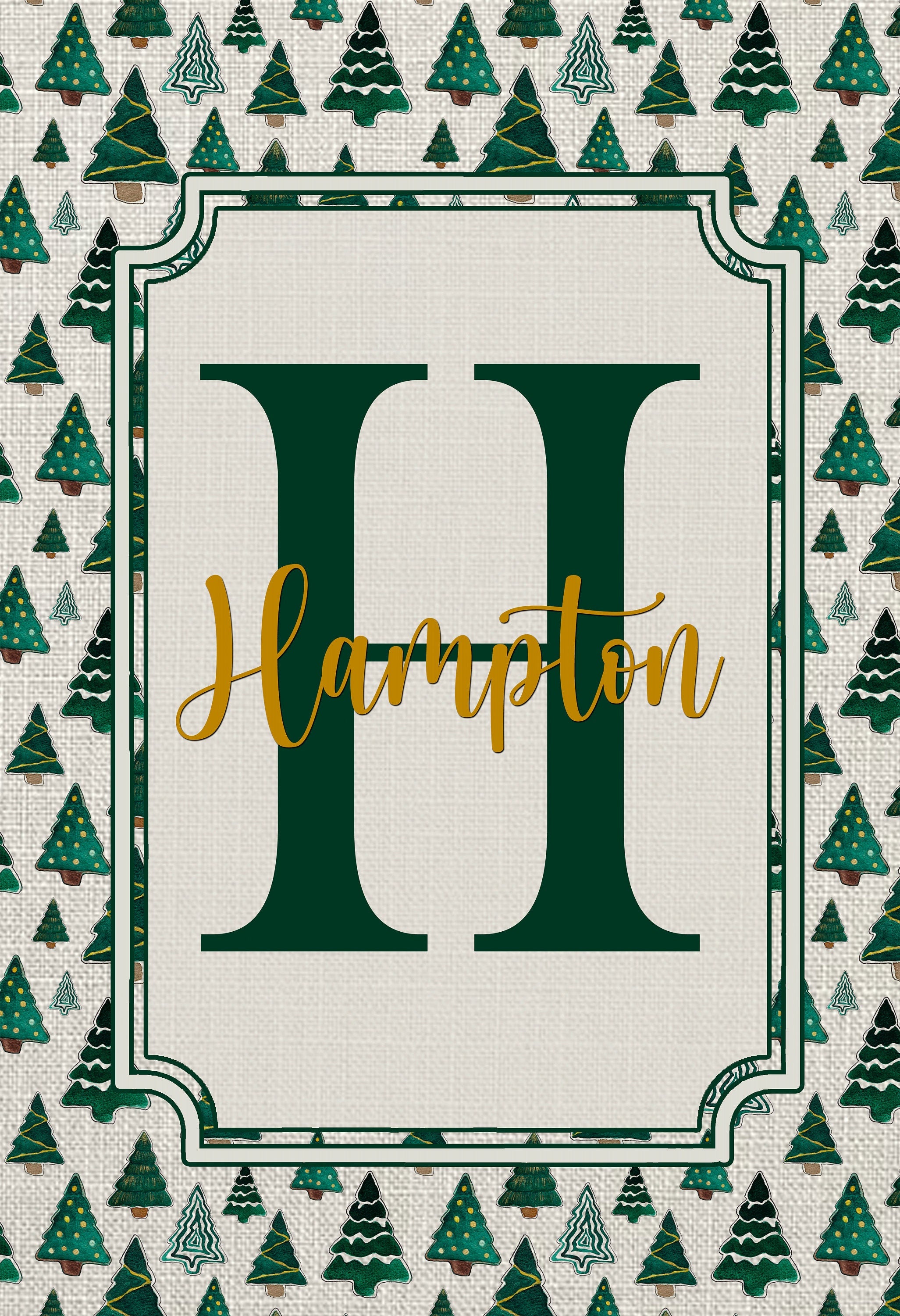 Personalized Welcome Winter Tree Garden Flag, Custom Monogram Farmhouse Garden Flag, Christmas Tree Flag