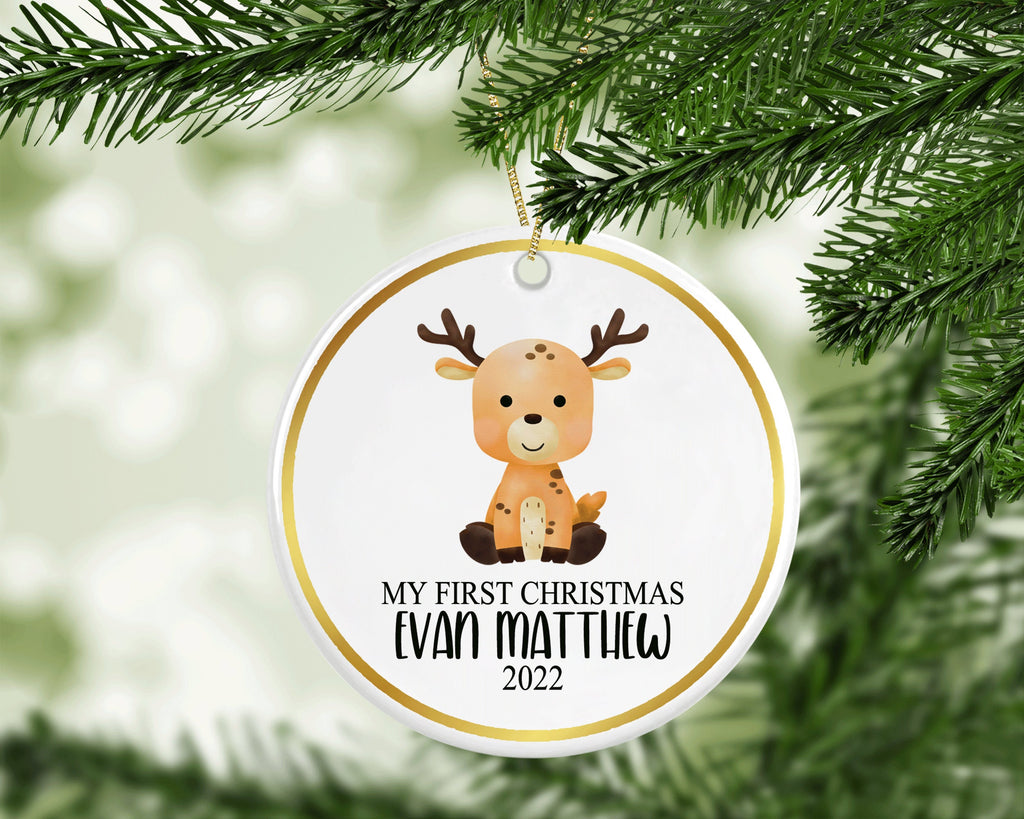 Personalized Name Ornament, Reindeer 2022 Ornament, First Christmas Custom Ornament