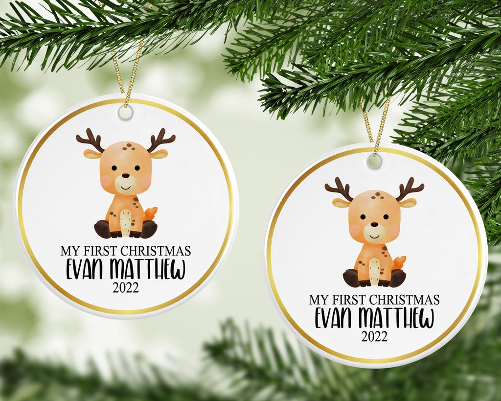 Personalized Name Ornament, Reindeer 2022 Ornament, First Christmas Custom Ornament
