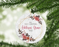 Personalized Name Ornament, Gold Floral Border 2022 Ornament, First Christmas Ornament