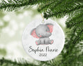 Personalized Name Ornament, Pink Elephant 2022 Ornament, First Christmas Custom Ornament