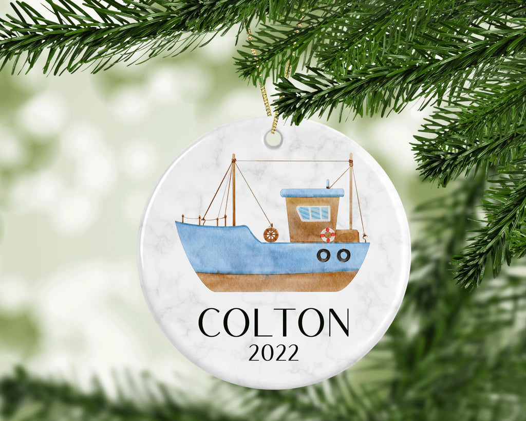 Personalized Name Ornament, Sailboat 2022 Ornament, First Christmas Custom Ornament