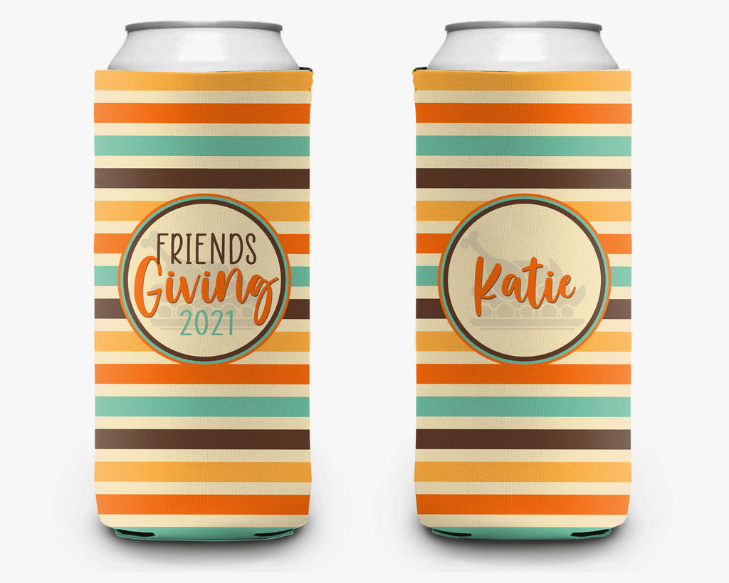 Friendsgiving Can Cooler, Friendsgiving Party Custom Can Cooler Sleeve, Happy Friendsgiving