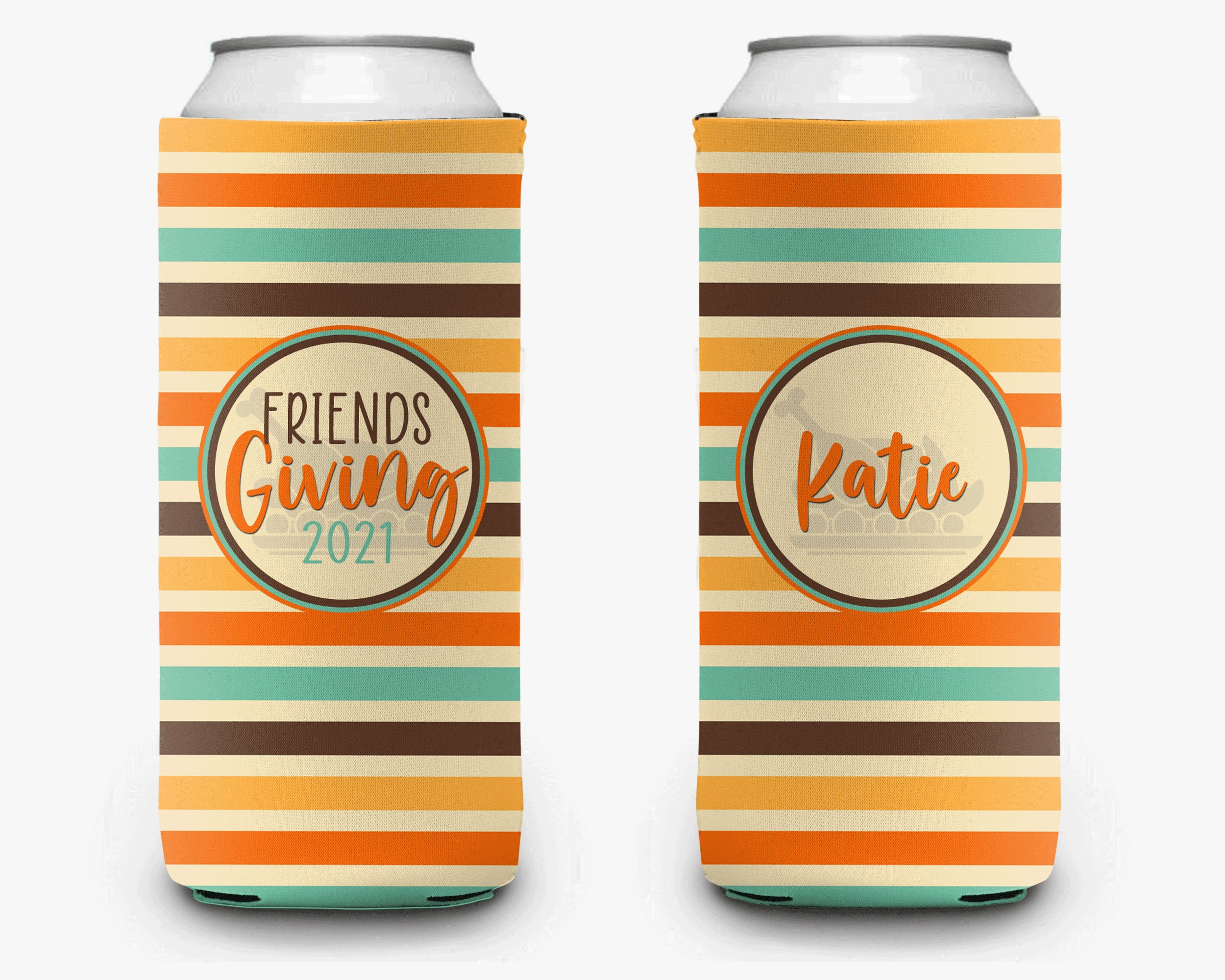 Friendsgiving Can Cooler, Friendsgiving Party Custom Can Cooler Sleeve, Happy Friendsgiving