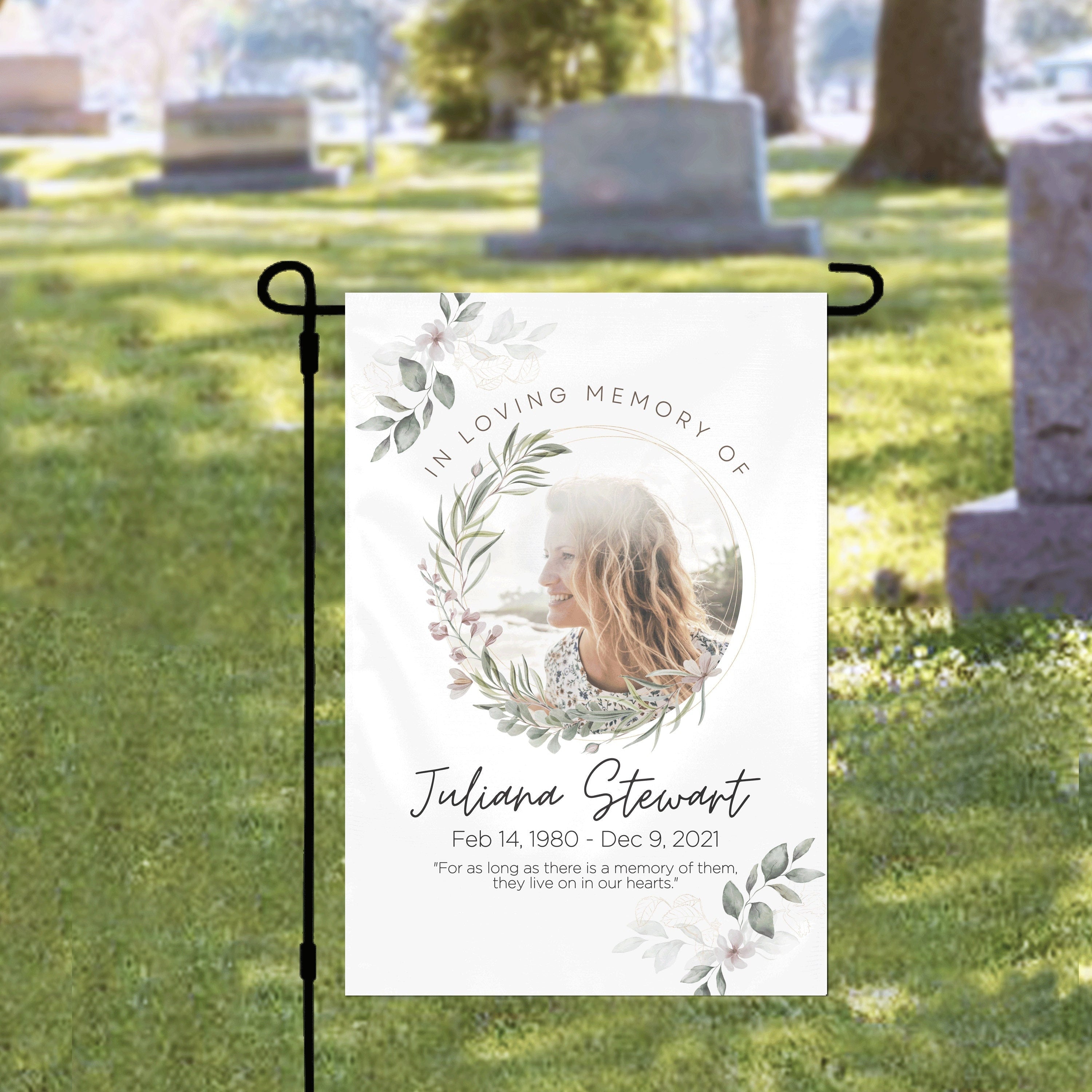 Personalized Memorial Cemetery Flag, Custom Memorial Garden Flag, In Memory Decoration, Cemetery Decoration