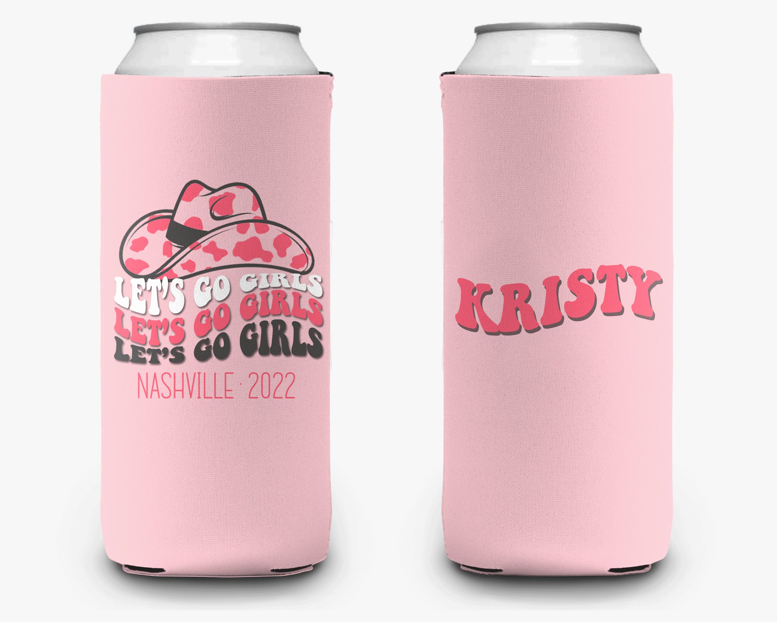 Bachelorette Party Let's Go Girls Can Cooler. Nashville Theme Bridal Party, Personalized Can Cooler Sleeve