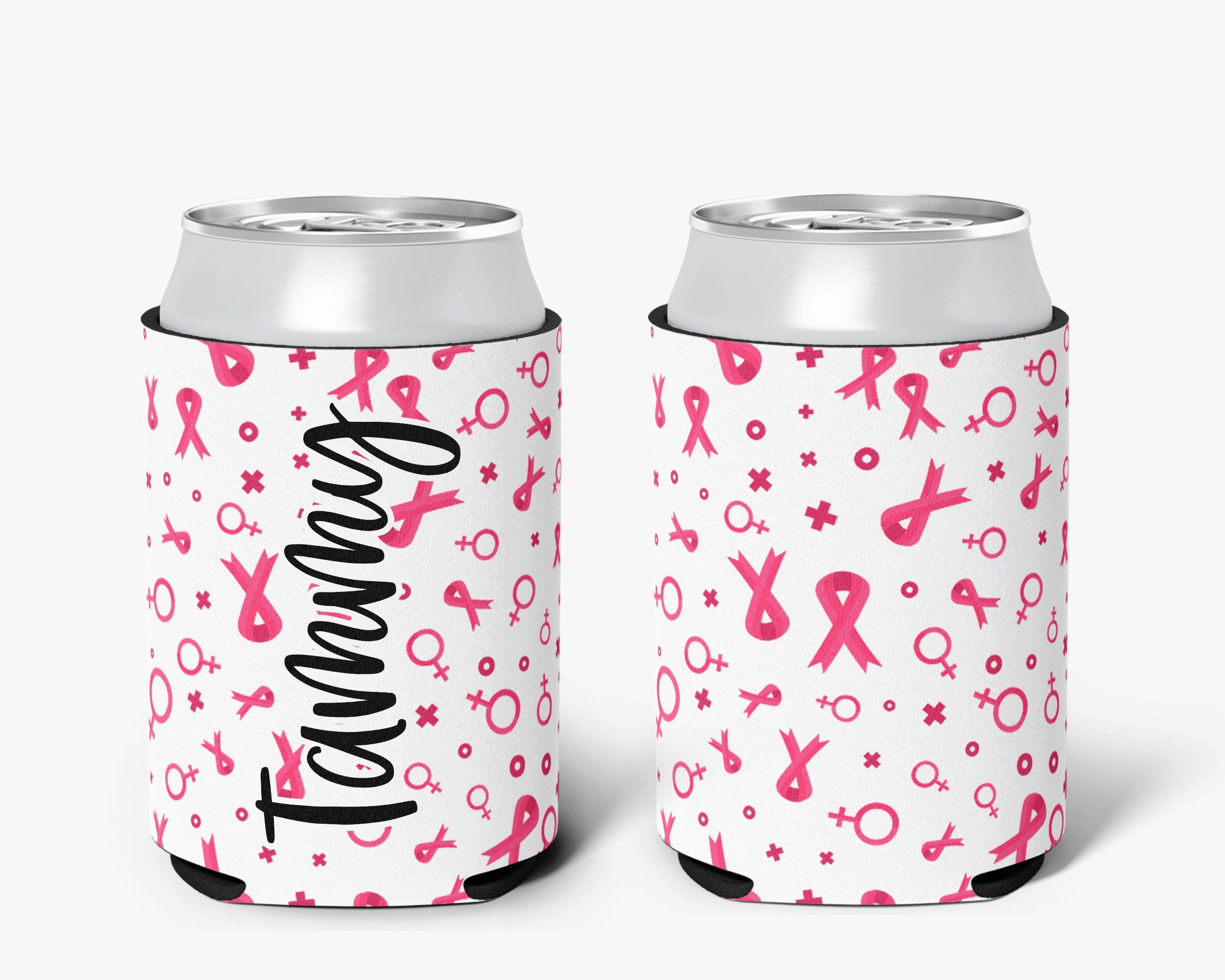 Pink Ribbon Can Cooler, Breast Cancer Awareness Theme, October Pink Can Cooler Sleeve