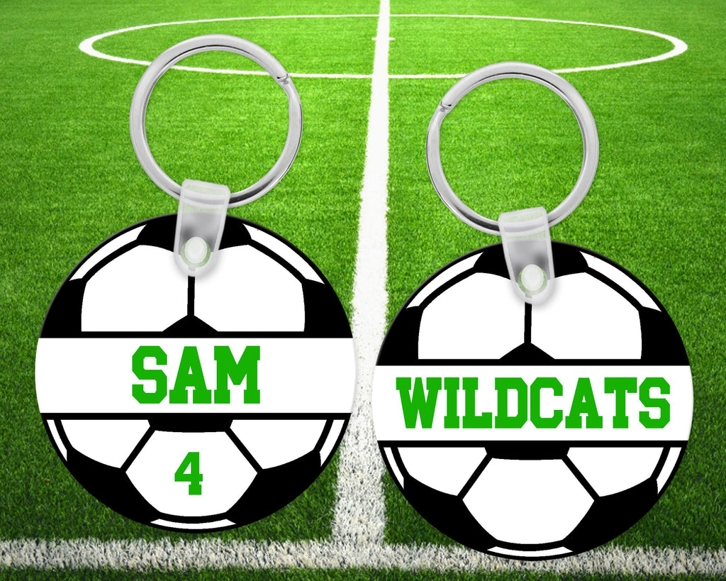 Soccer Name Bag Tag | Personalized Team Soccer Keychain | Soccer Luggage Tag | Sports Bag Tag