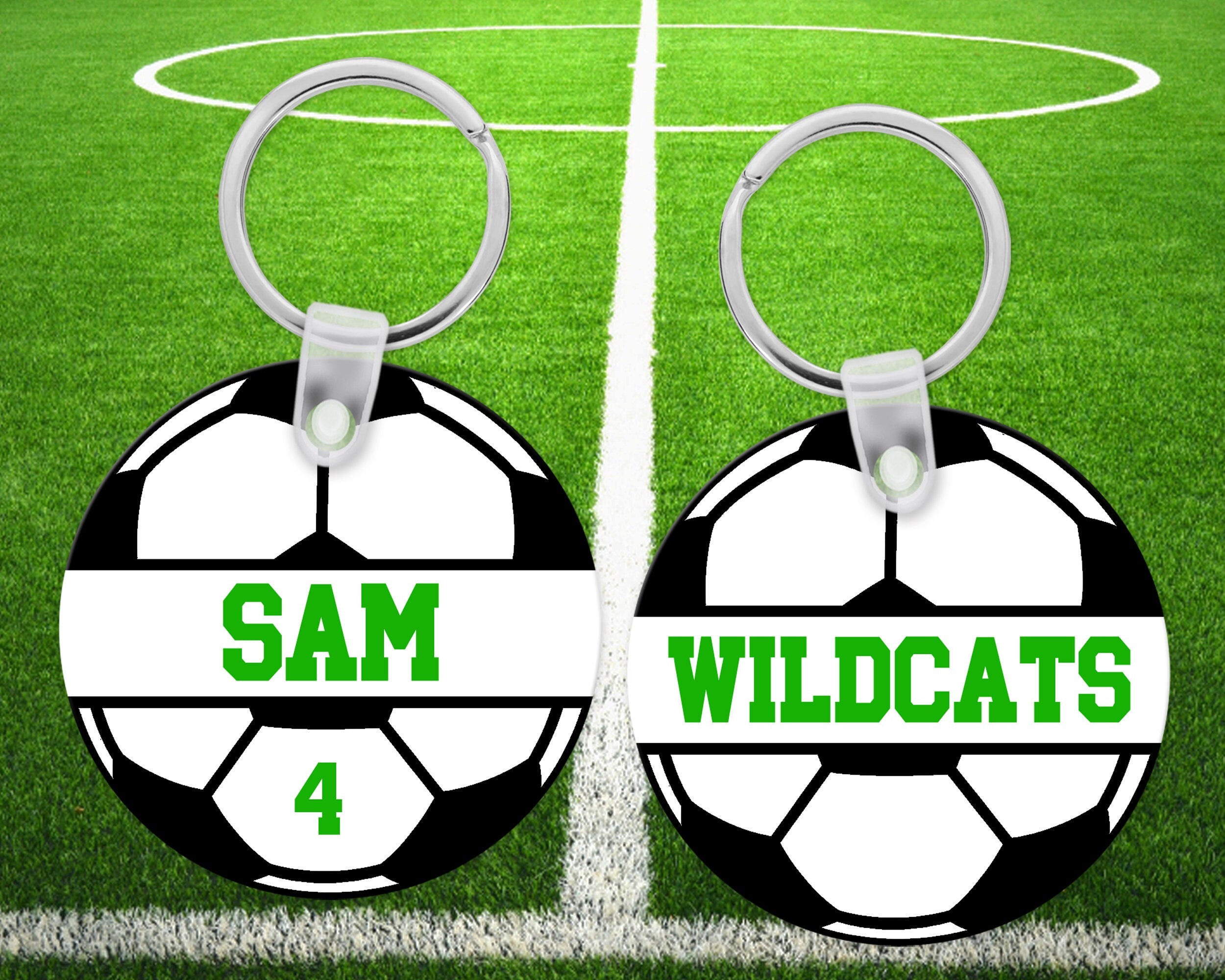 Soccer Name Bag Tag | Personalized Team Soccer Keychain | Soccer Luggage Tag | Sports Bag Tag