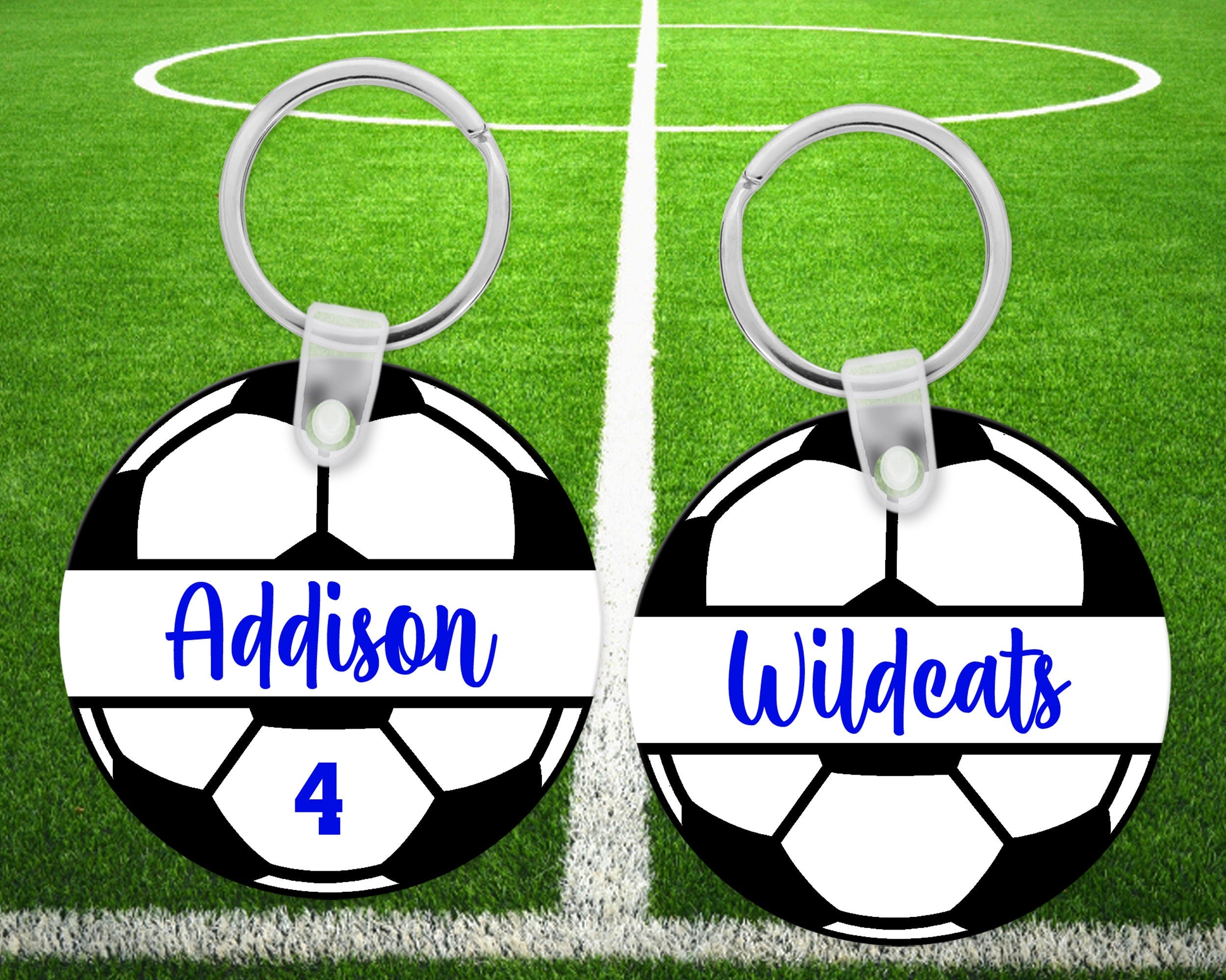Soccer Name Bag Tag | Personalized Team Soccer Keychain | Soccer Luggage Tag | Sports Bag Tag